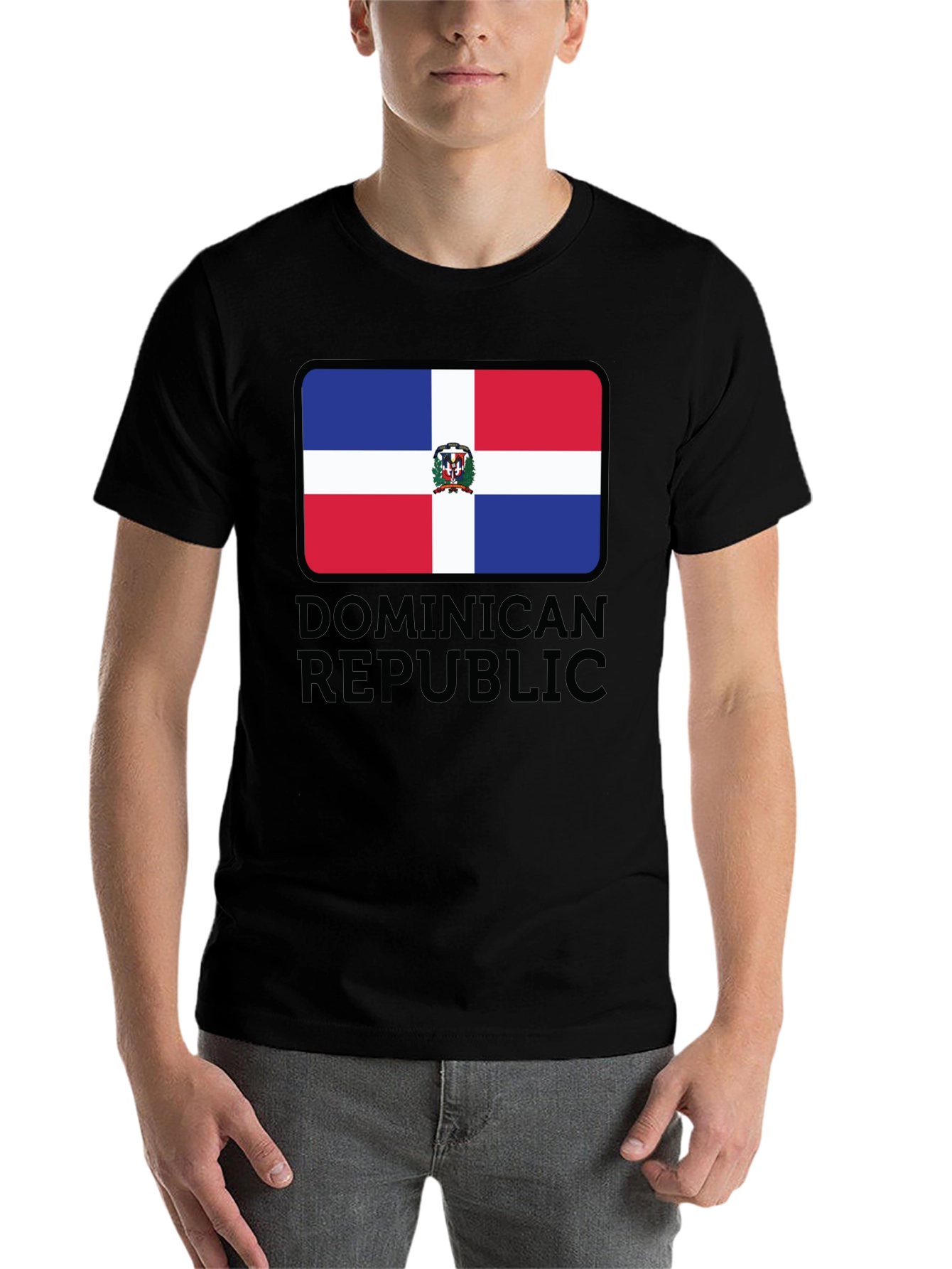 Black Dominican Republic Flag T-Shirt view 7