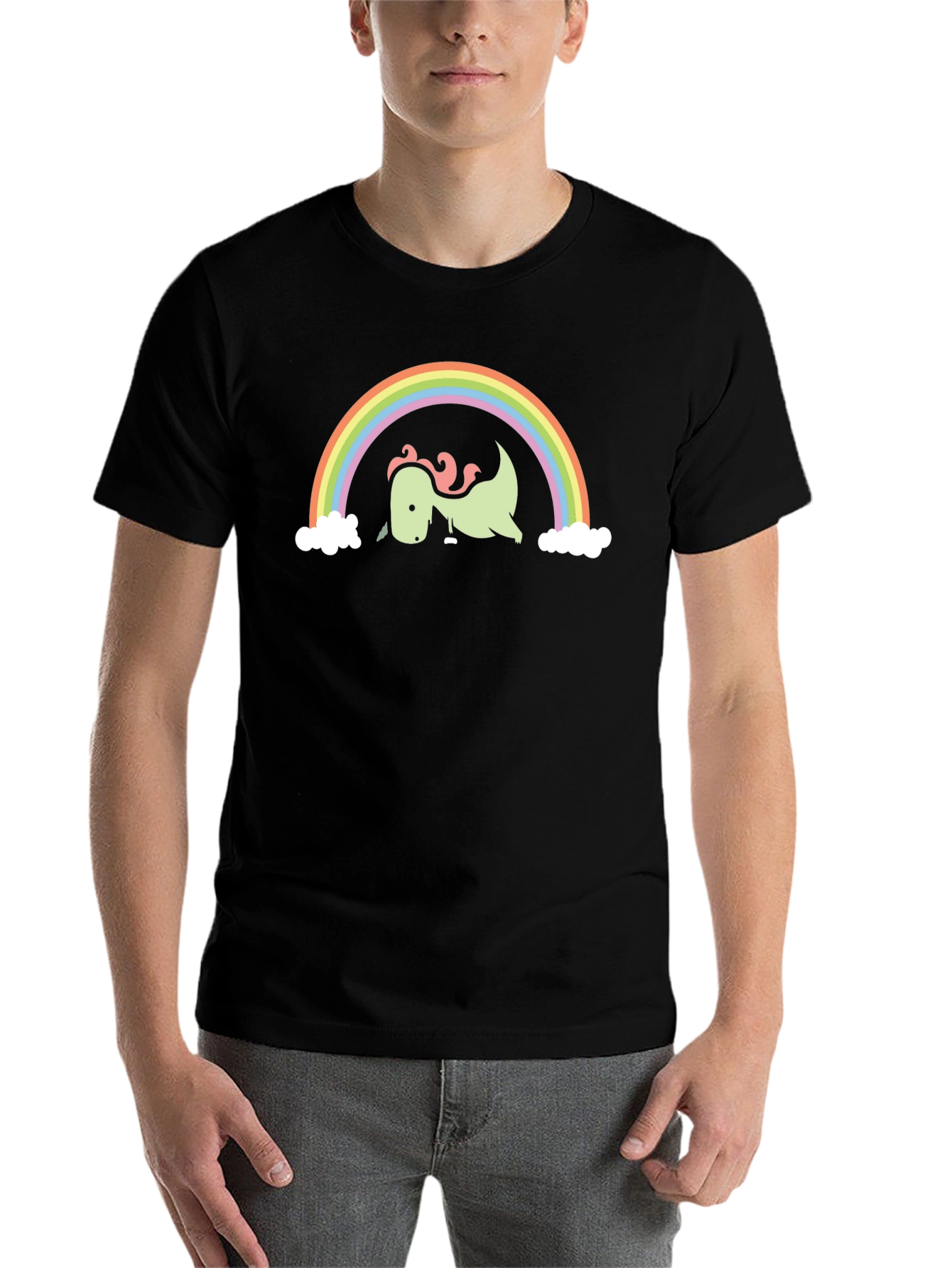 Black Dino Rainbow Graphic Tee - Black view 7