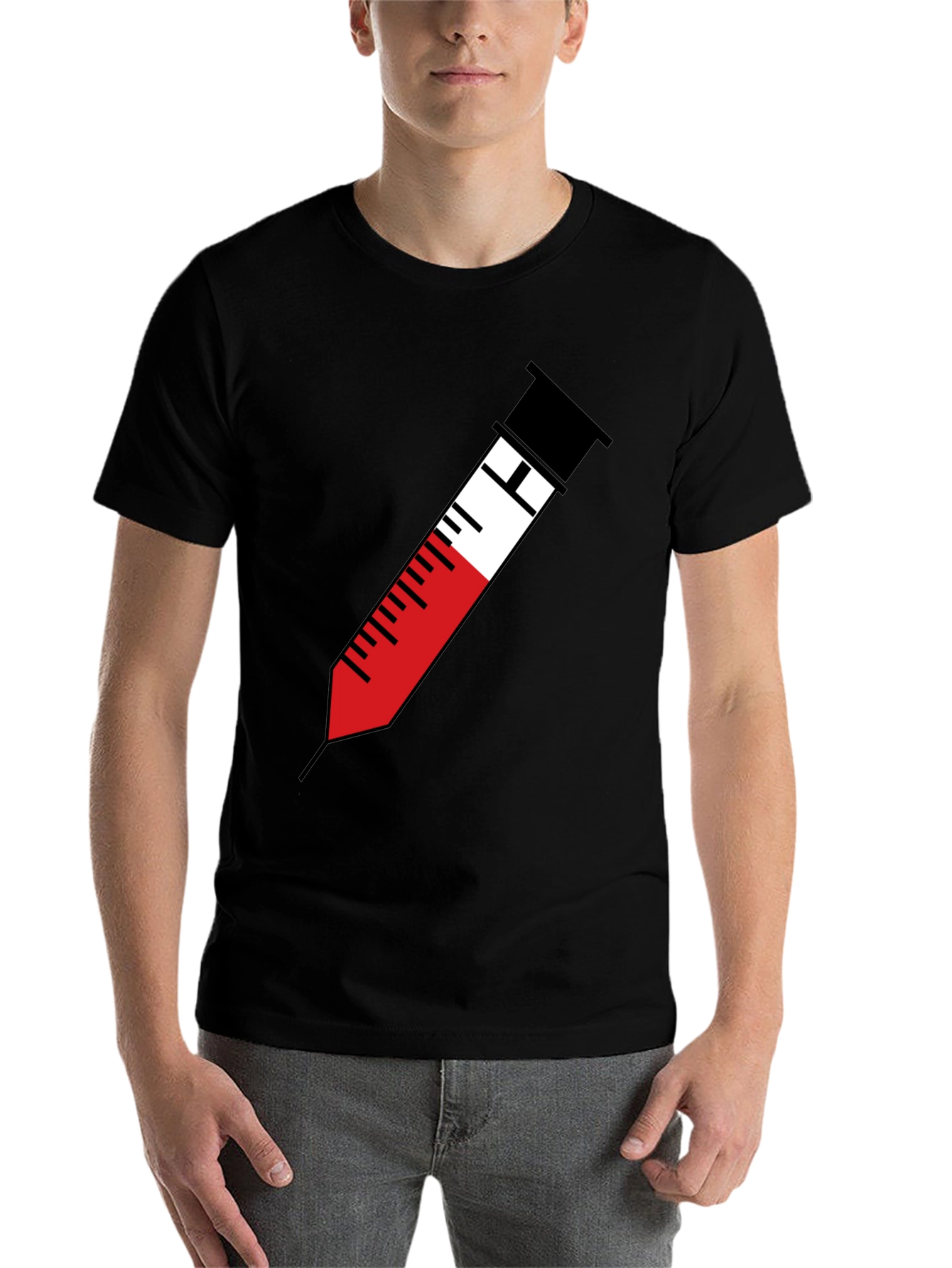 Black Syringe Graphic Tee - Bold Medical Humor T-Shirt view 7