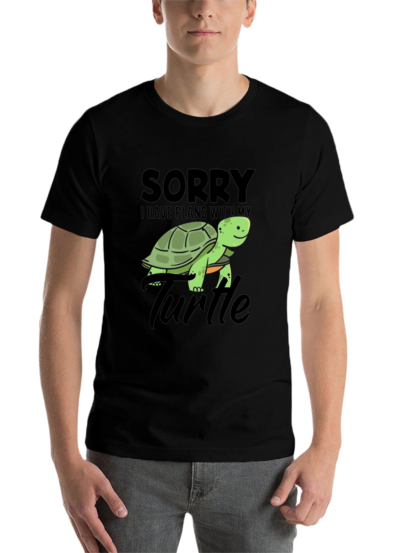 Black Sorry I Have Plans With My Turtle T-Shirt view 7
