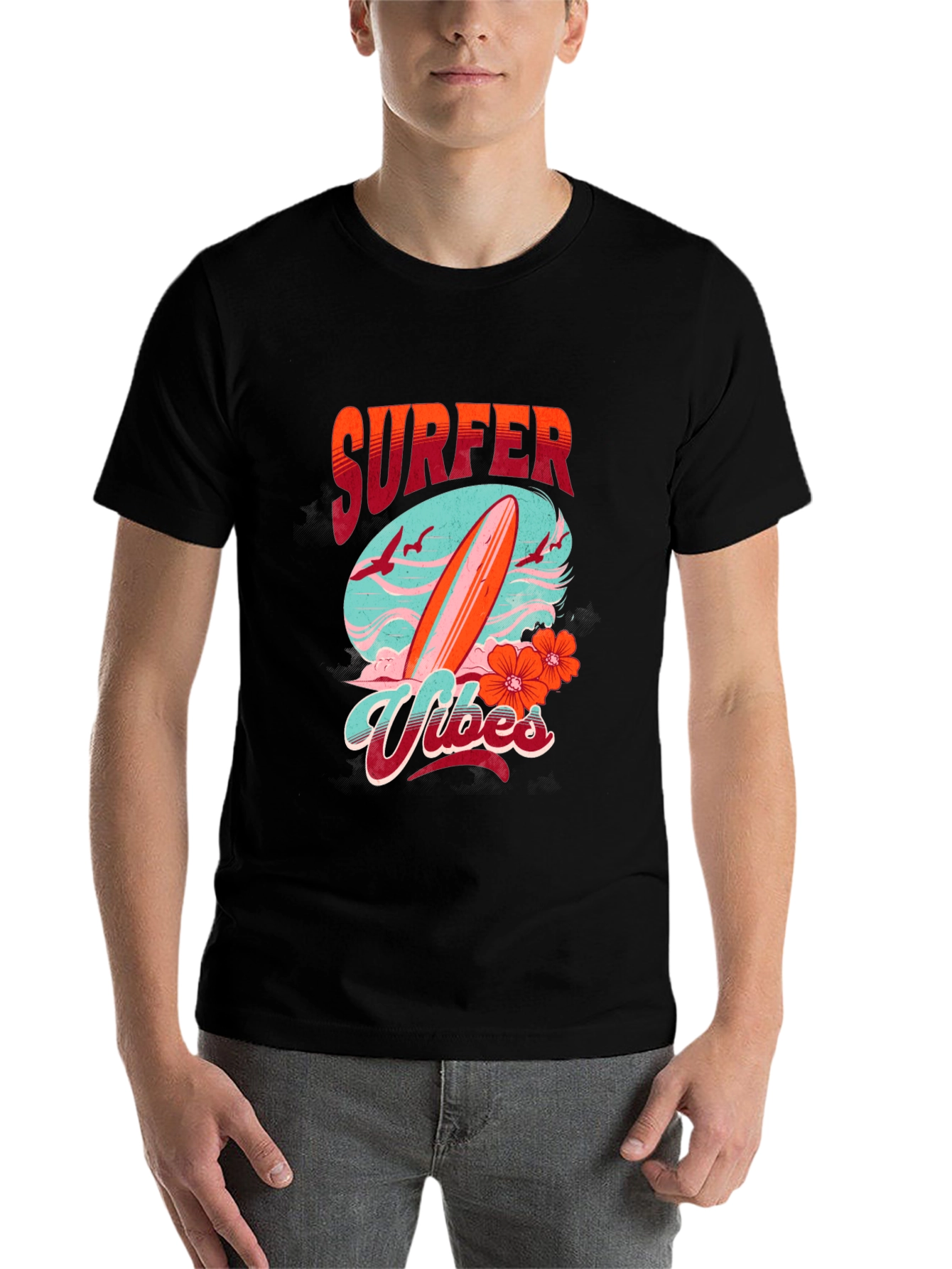 Black Surfer Vibes Graphic Tee - Black view 7