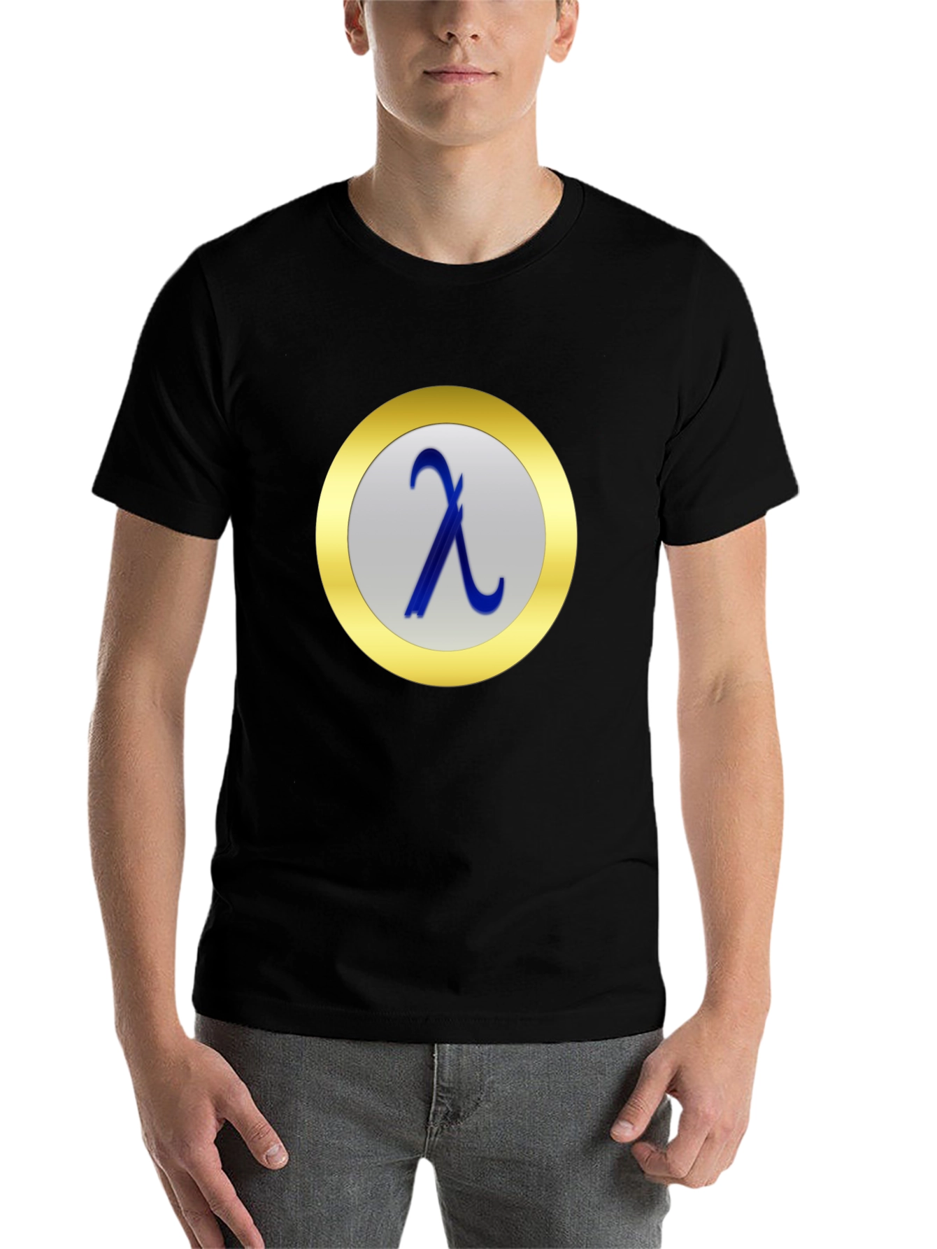 Black Lambda Symbol T-Shirt - Black Casual Tee view 7