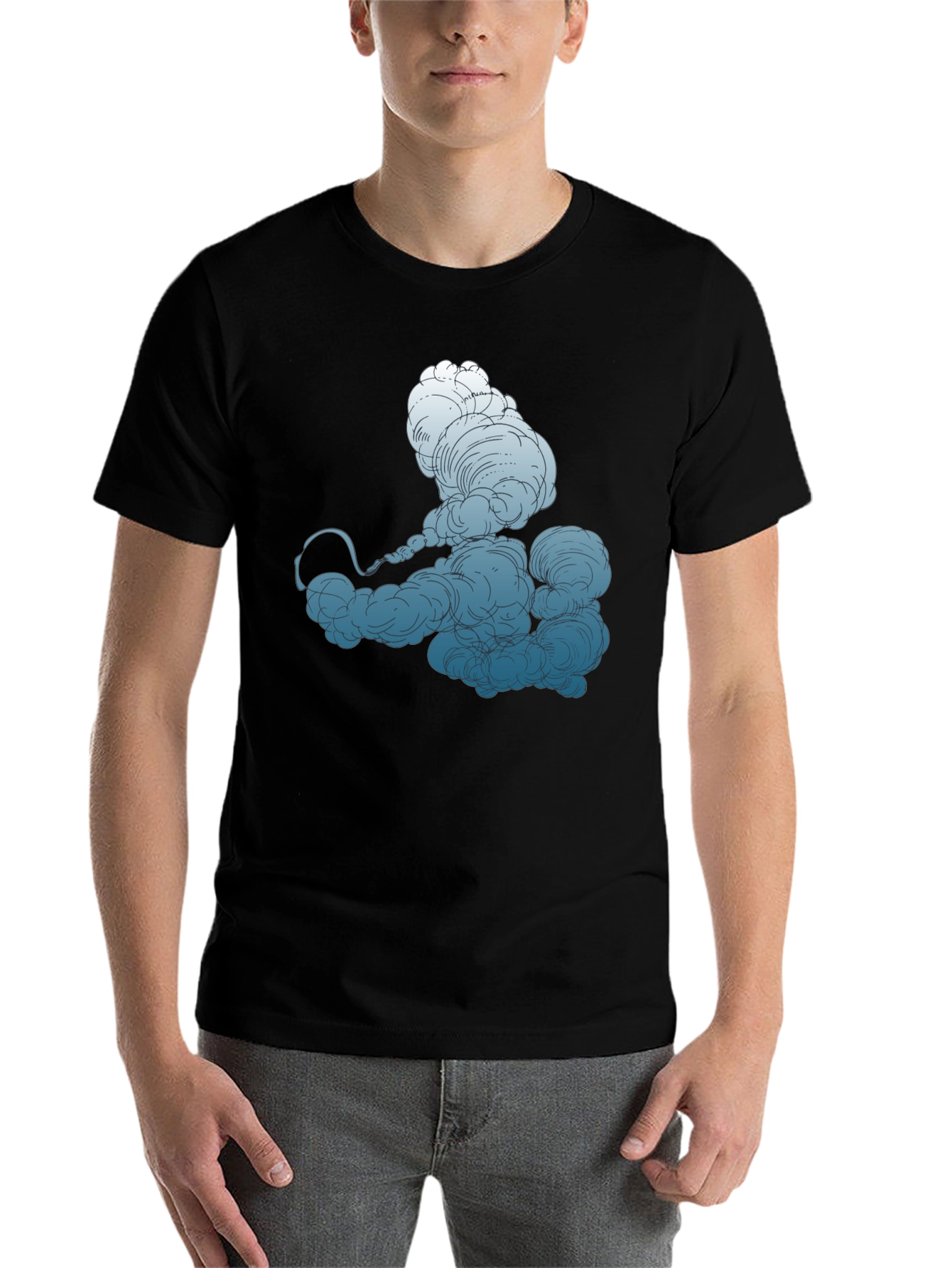 Black Smokey Cloud Graphic Tee - Cool Black T-Shirt view 7