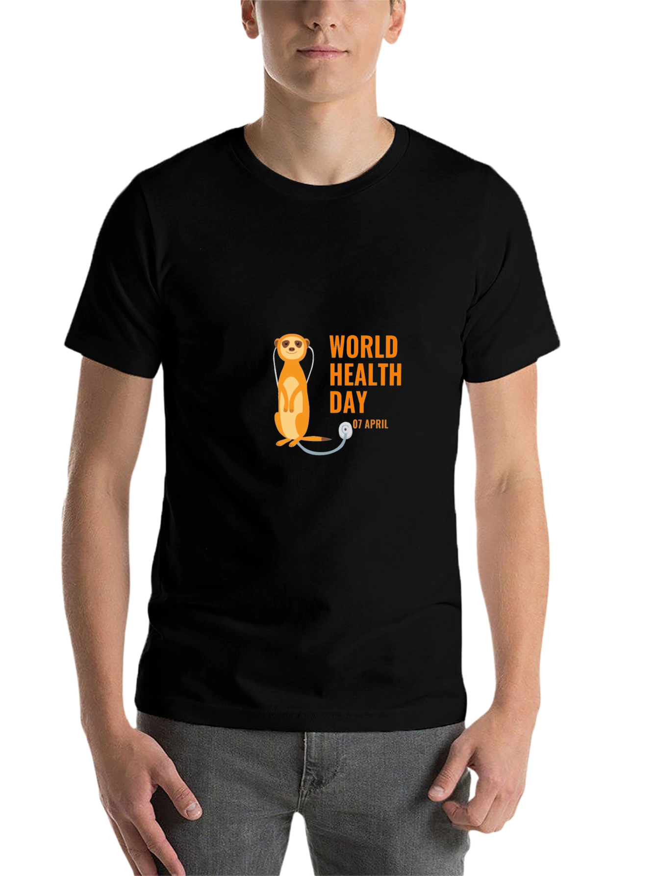 Black World Health Day Meerkat T-Shirt view 7
