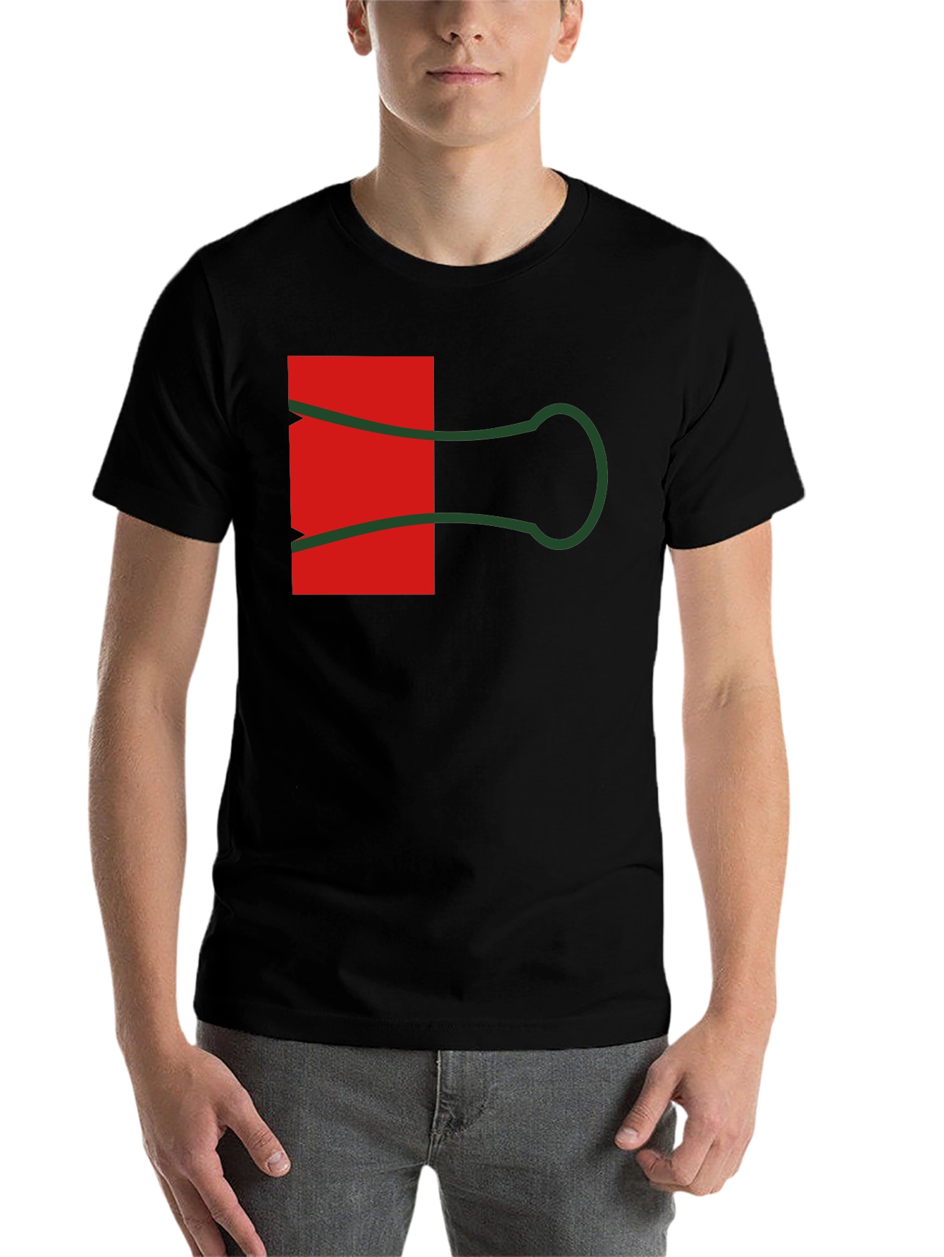 Black Abstract Paper Clip Graphic Tee - Black view 7