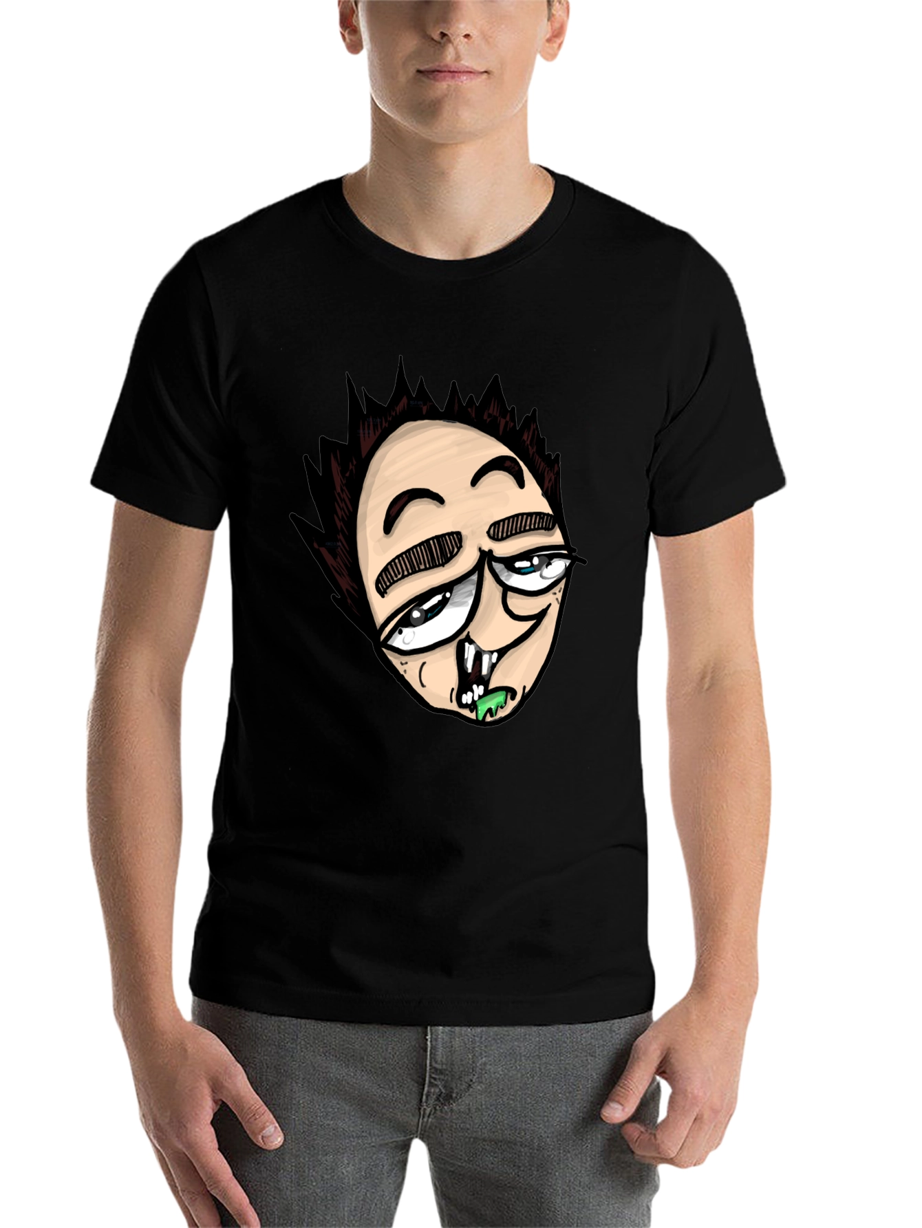 Black Cartoon Character Graphic Print Black T-Shirt view 7