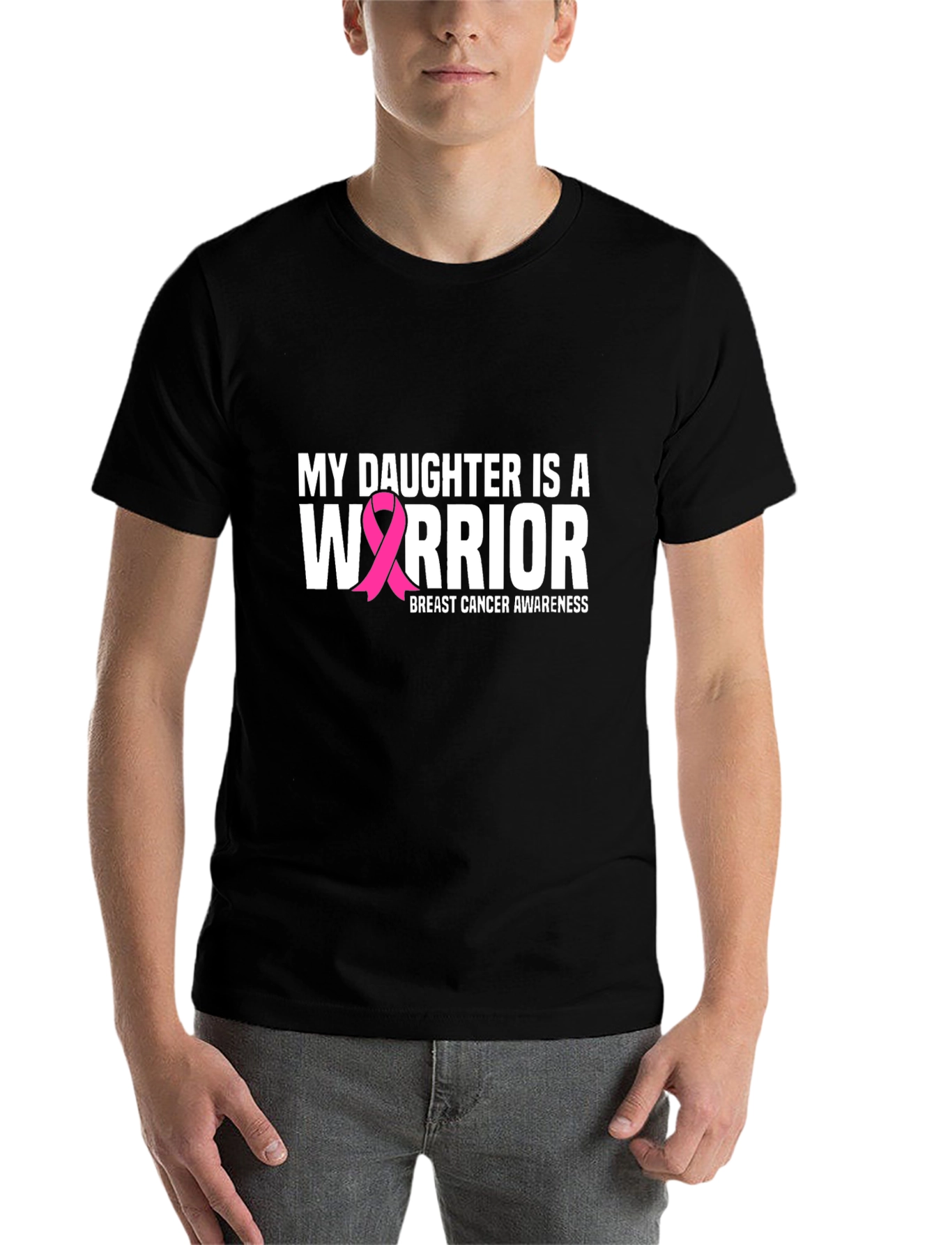 Black Breast Cancer Awareness Warrior T-Shirt view 7