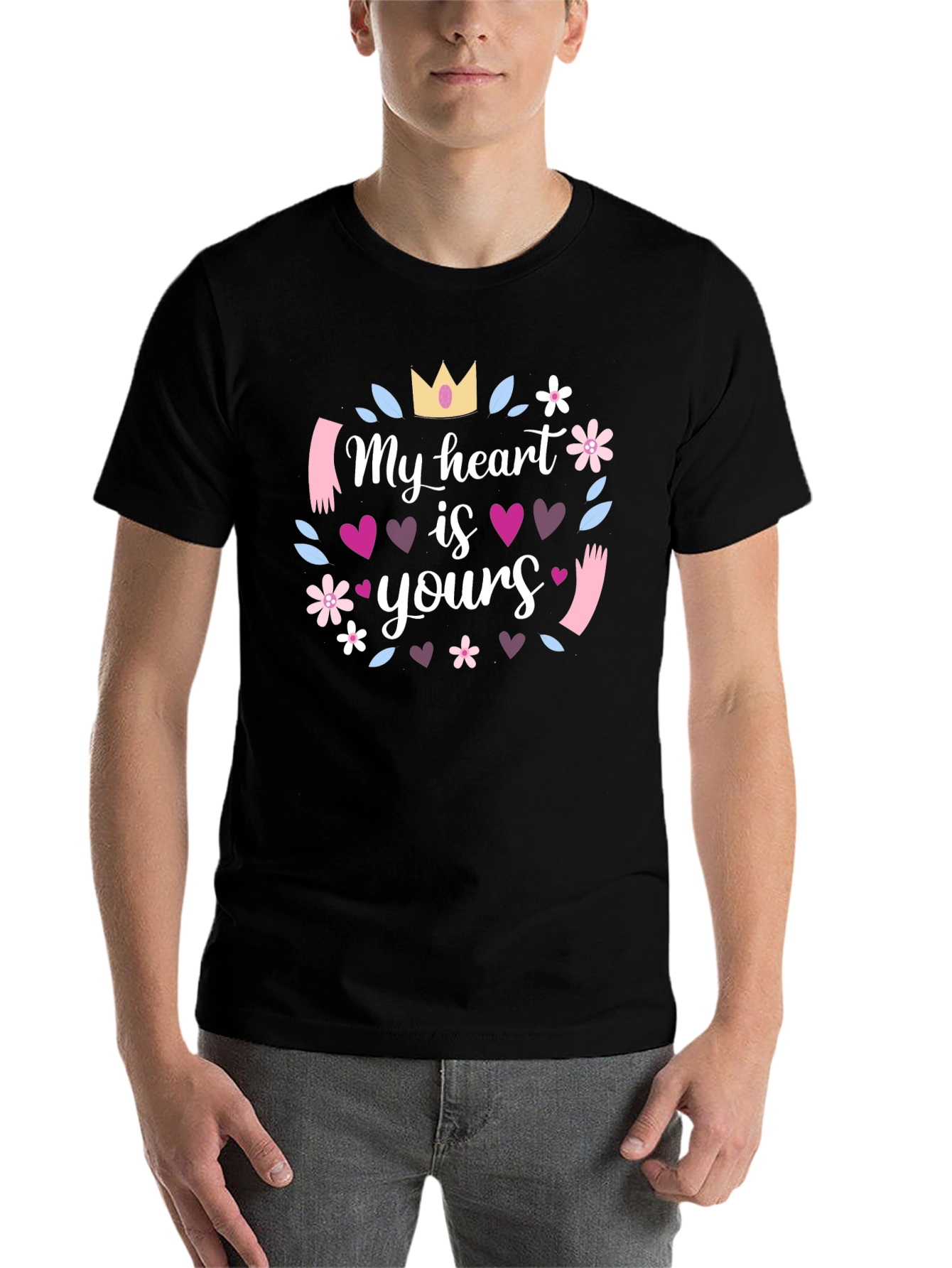 Black My Heart is Yours Graphic Tee - Black Cotton view 7