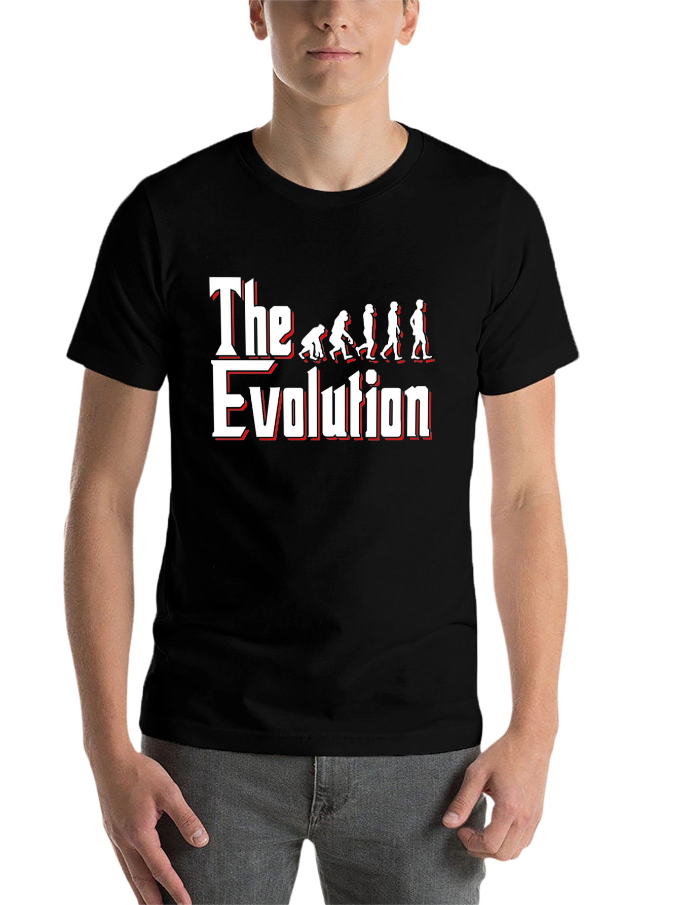 Black Evolution Graphic Tee - Funny Novelty T-Shirt view 7