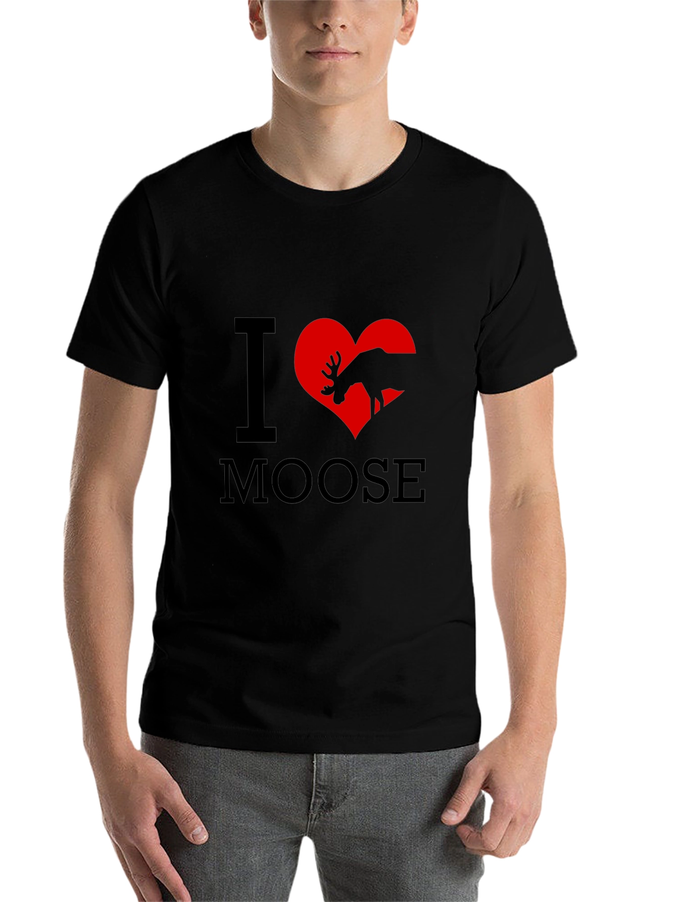 Black I Love Moose Graphic Tee - Black view 7