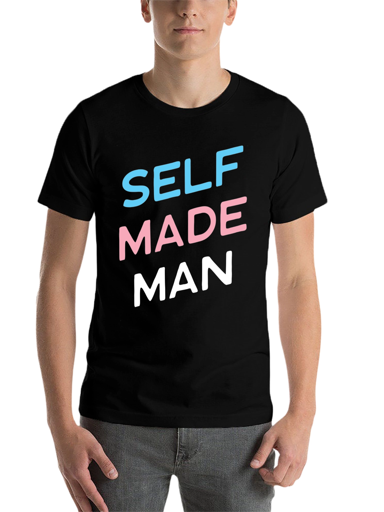 Black Self Made Man Graphic Tee - Black Casual T-Shirt view 7