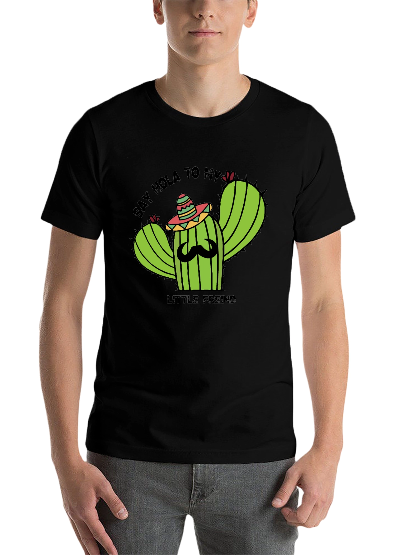 Black Hola Cactus T-Shirt - Funny Graphic Tee view 7
