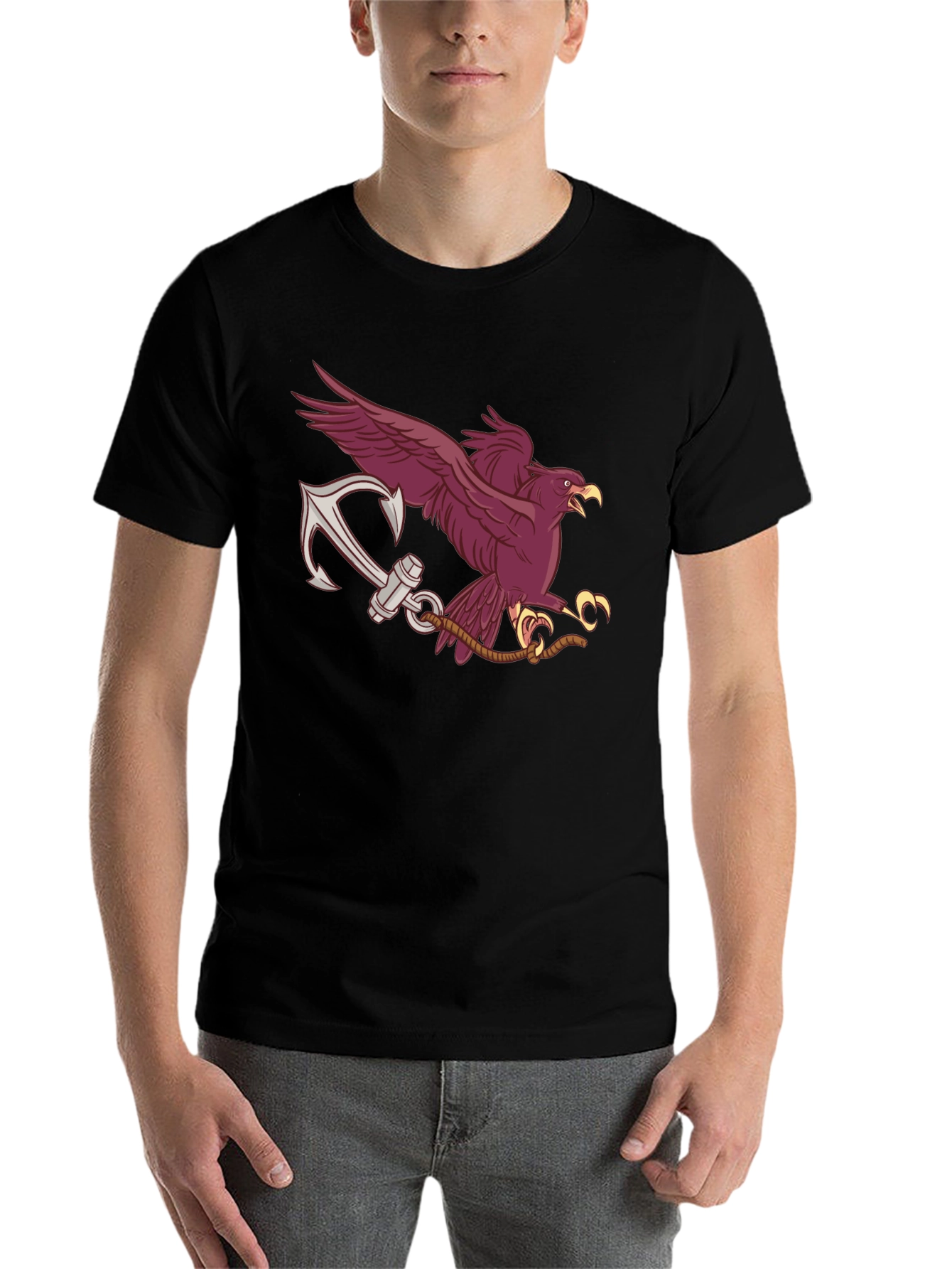 Black Eagle and Anchor Graphic Tee view 7