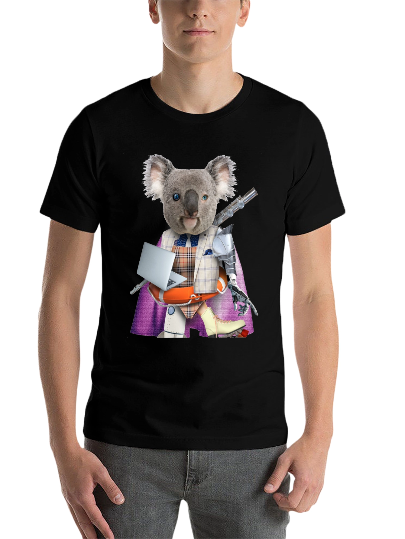 Black Koala Robot T-Shirt - Unique Graphic Tee view 7