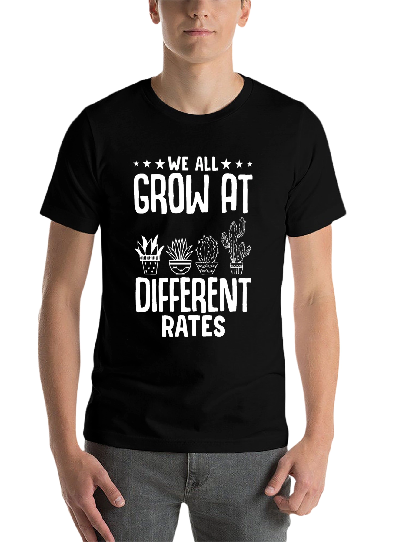 Black We All Grow At Different Rates Graphic T-Shirt view 7