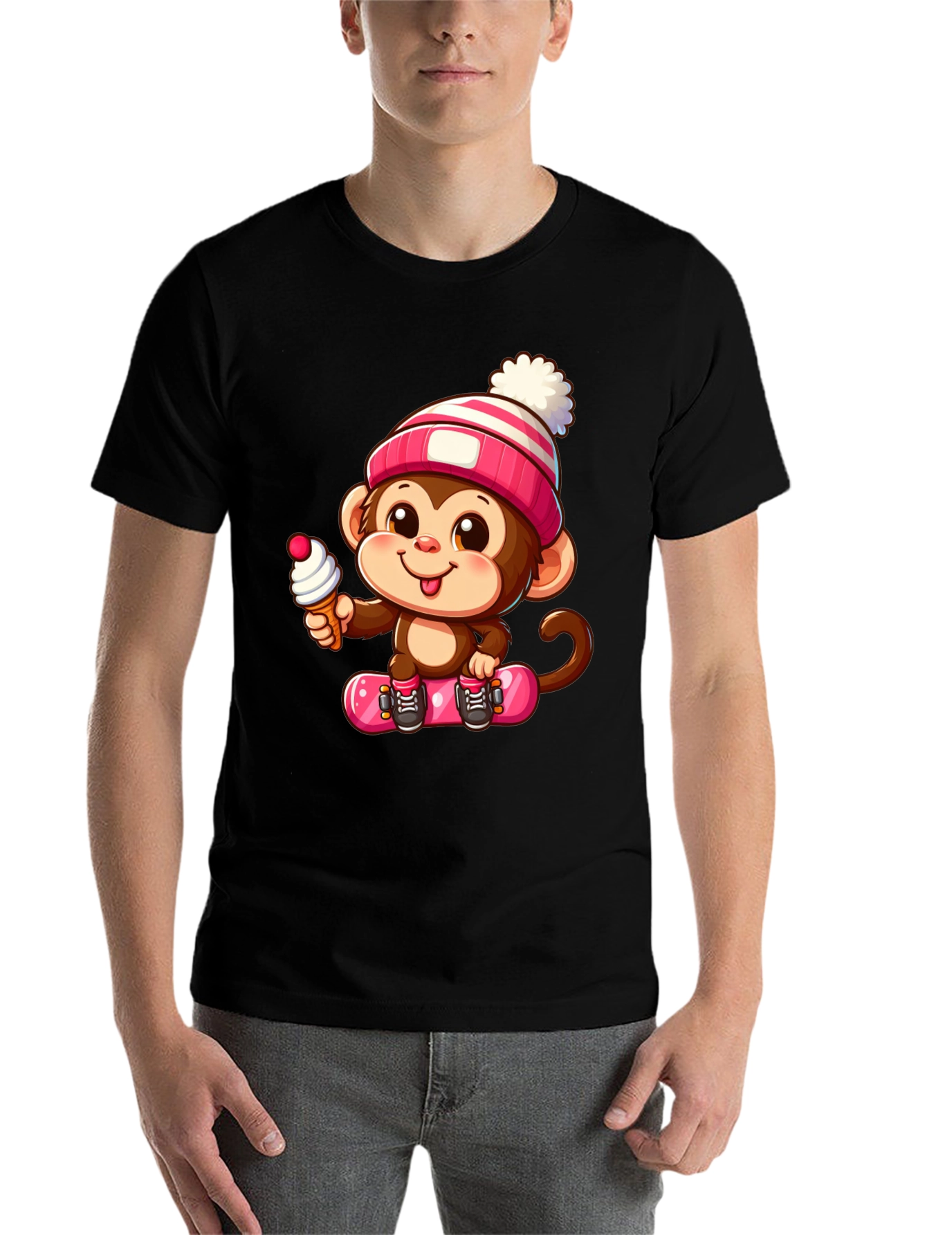 Black Monkey Skateboarder Graphic Tee view 7