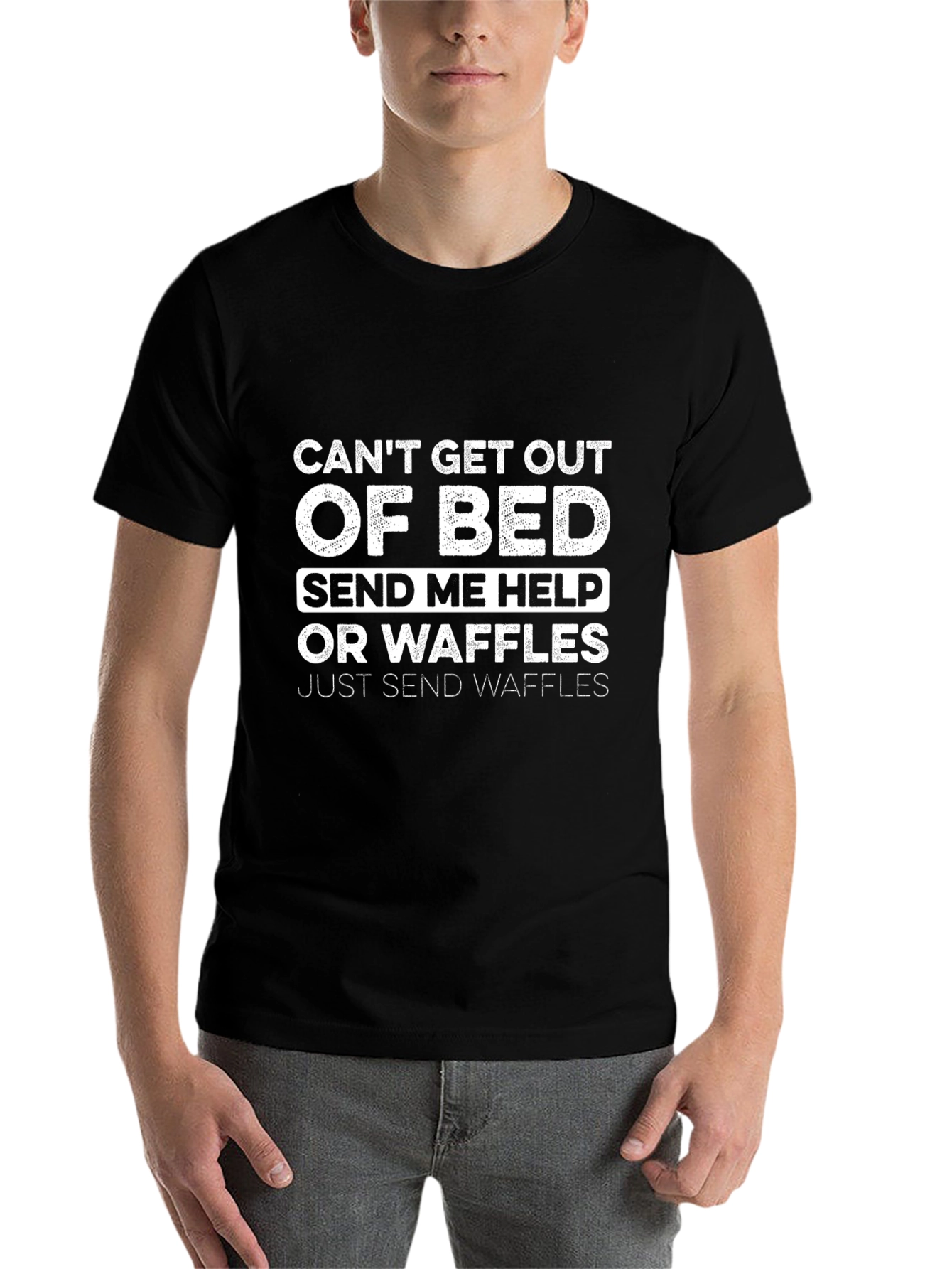 Black Funny Can't Get Out of Bed Graphic T-Shirt view 7