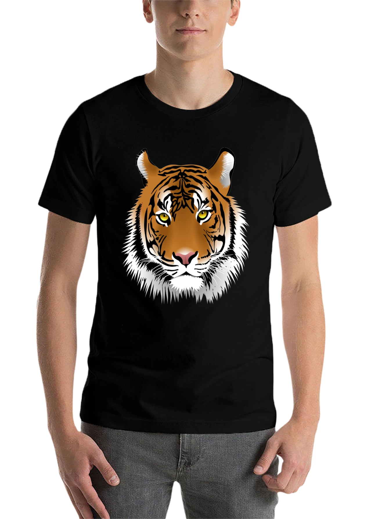 Black Cool Tiger Graphic Tee - Black Cotton Shirt view 7