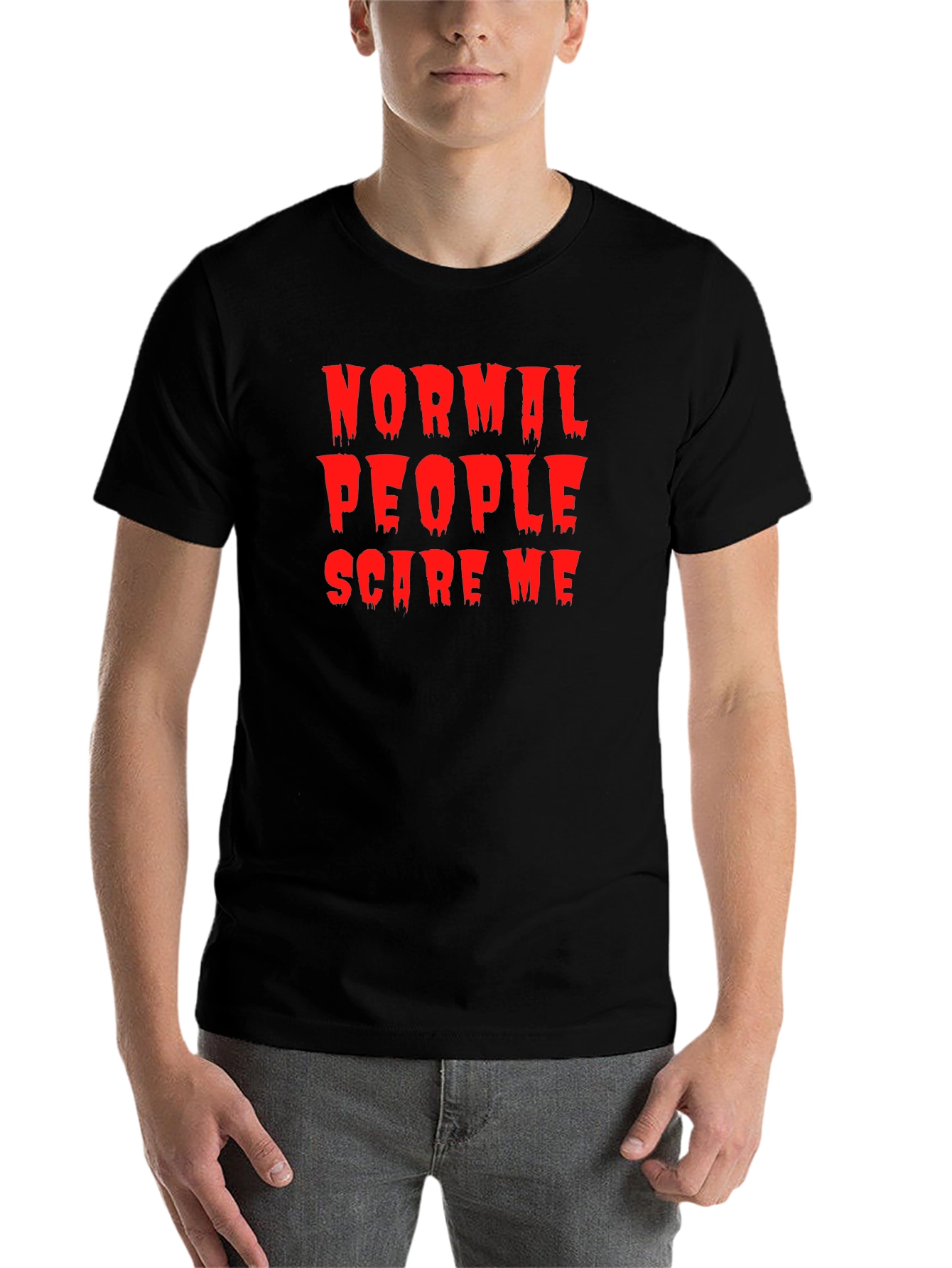 Black Normal People Scare Me T-Shirt - Halloween Tee view 7