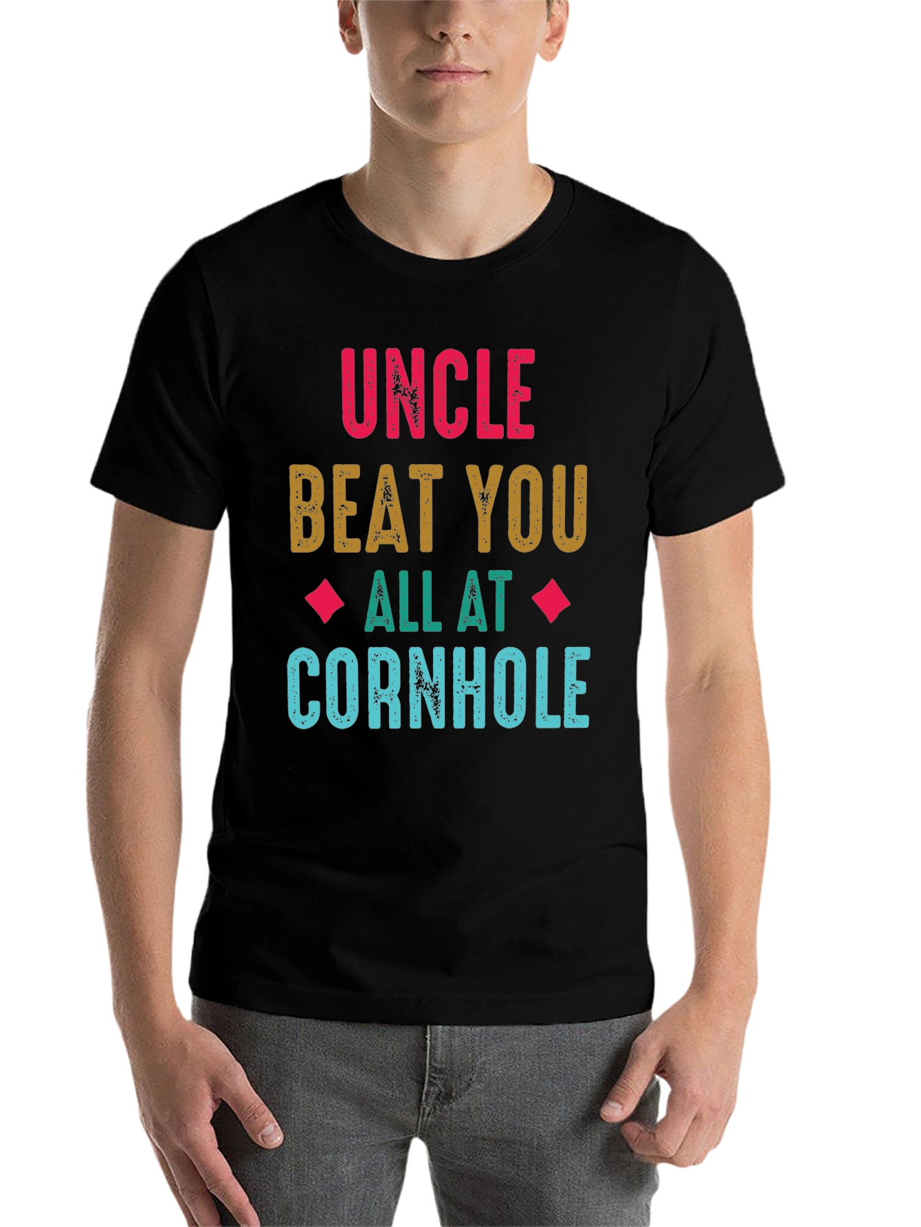 Black Uncle Cornhole T-Shirt - Funny Family Game Day Tee view 7