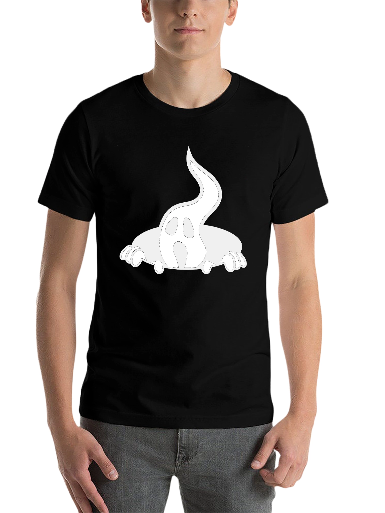 Black Ghost Graphic Print Black T-Shirt view 7