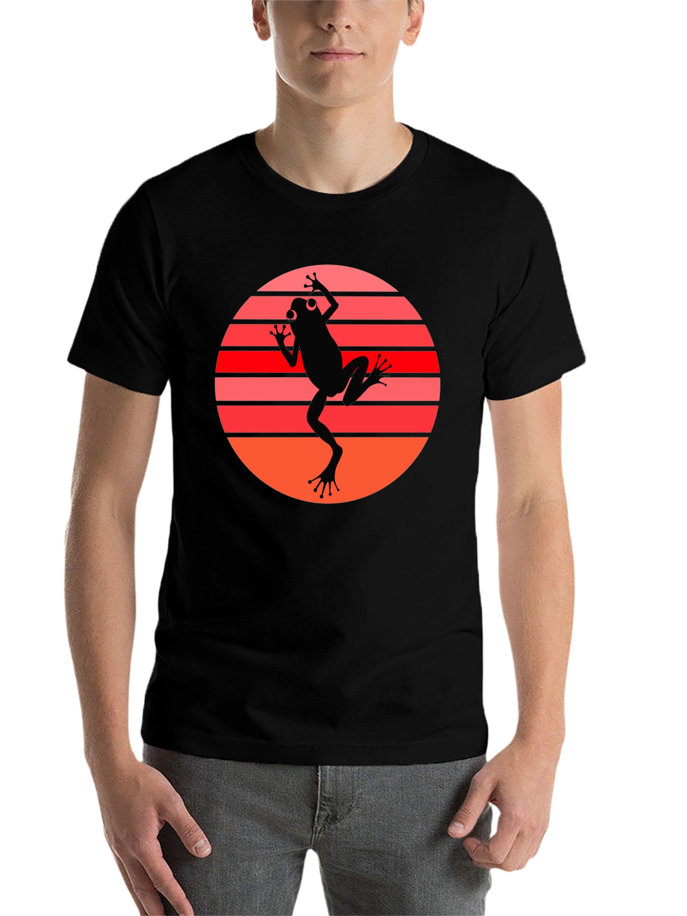 Black Frog Sunset Graphic Tee - Cool Retro Style view 7