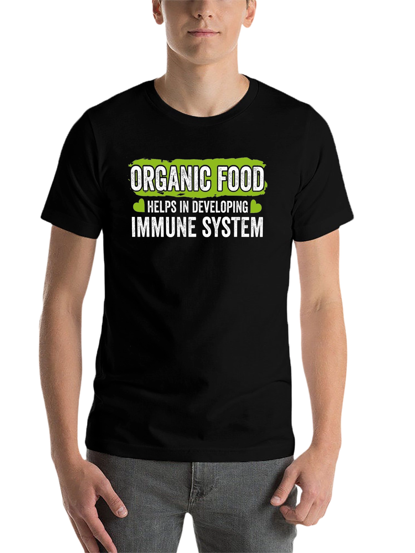 Black Organic Food Immune System Black T-Shirt view 7
