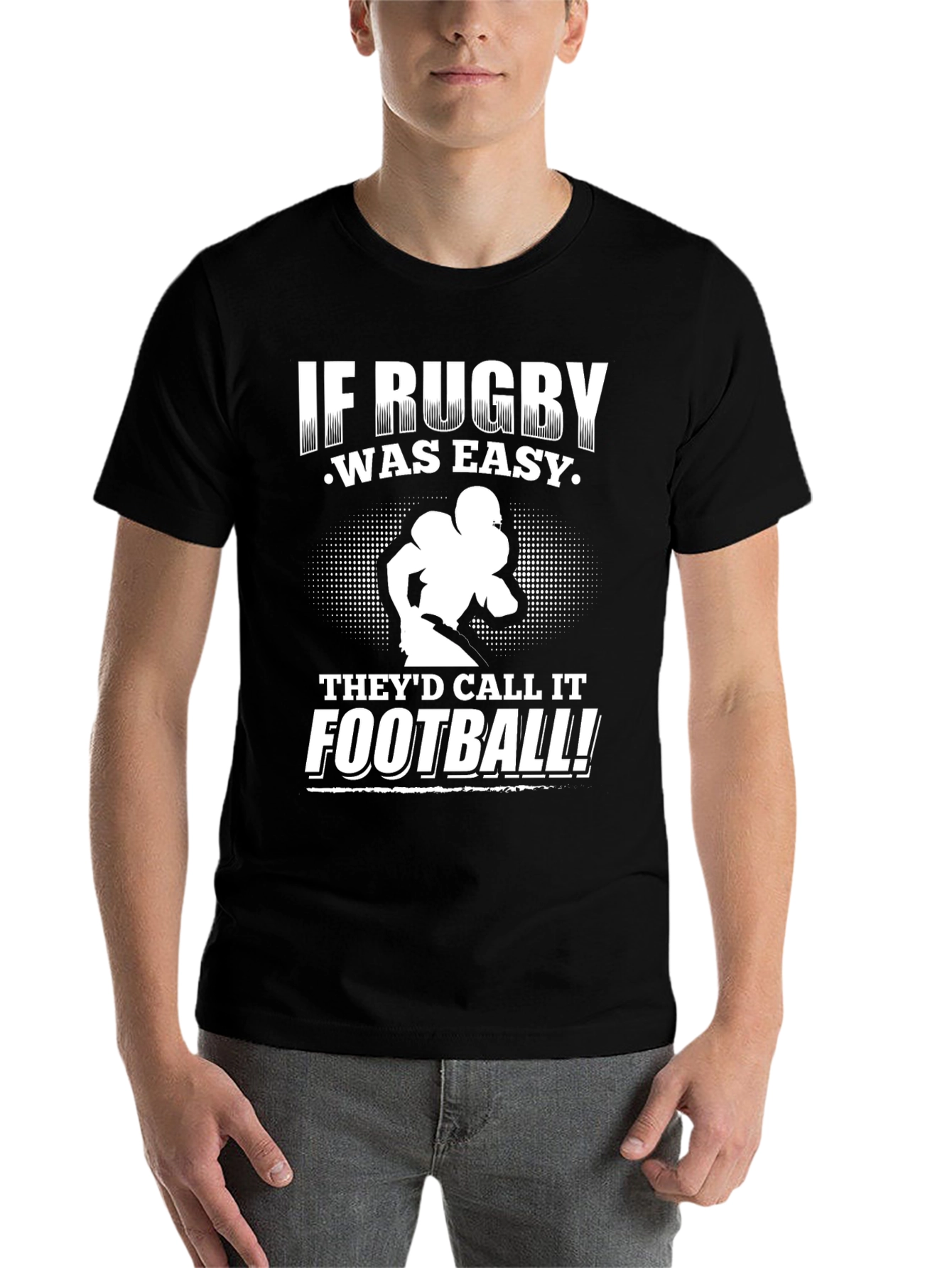 Black Rugby vs. Football T-Shirt view 7
