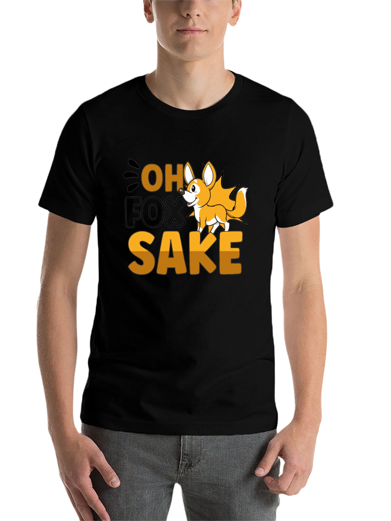 Black Oh Fox Sake T-Shirt - Funny Animal Pun Tee view 7