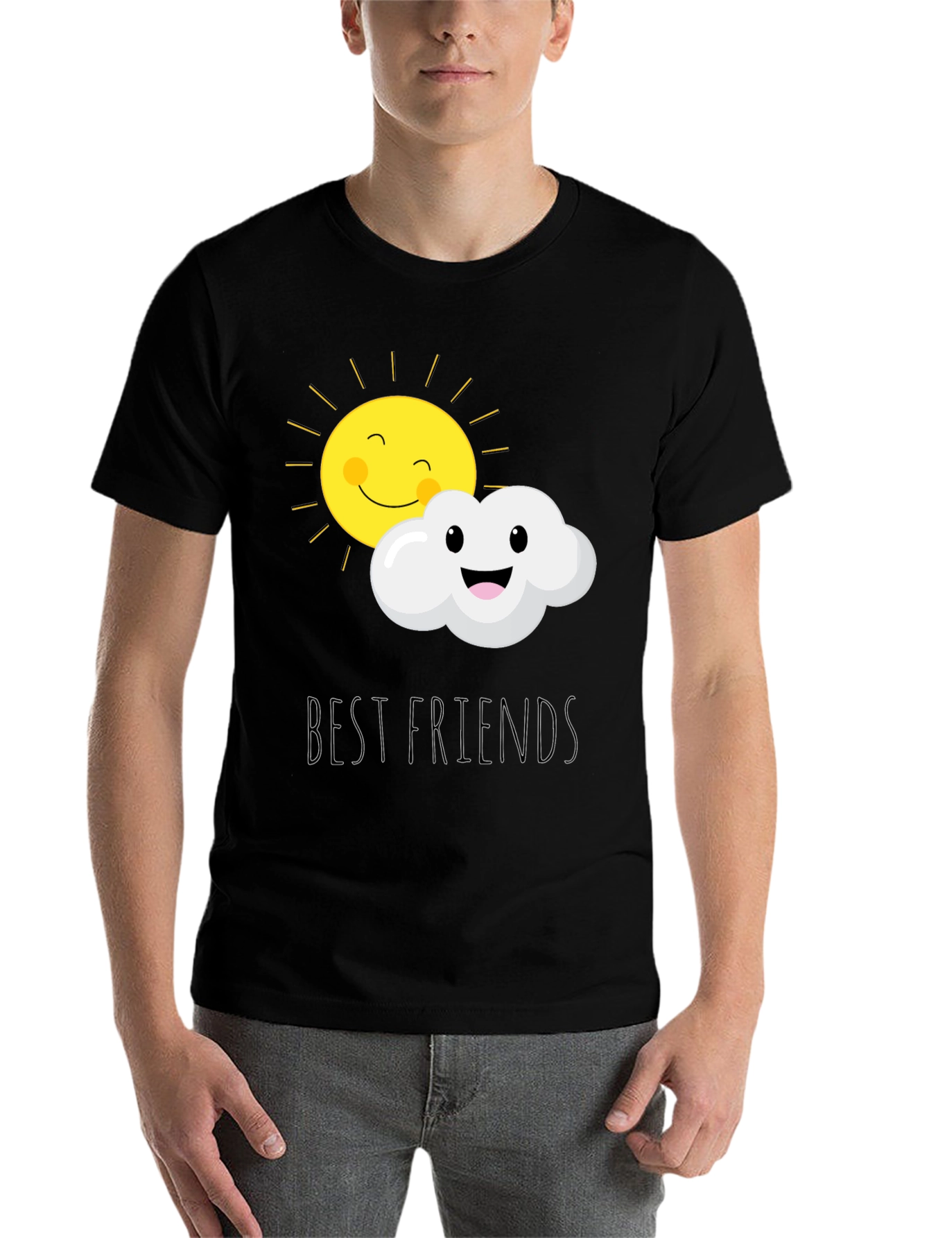 Black Best Friends Sun and Cloud Graphic T-Shirt view 7