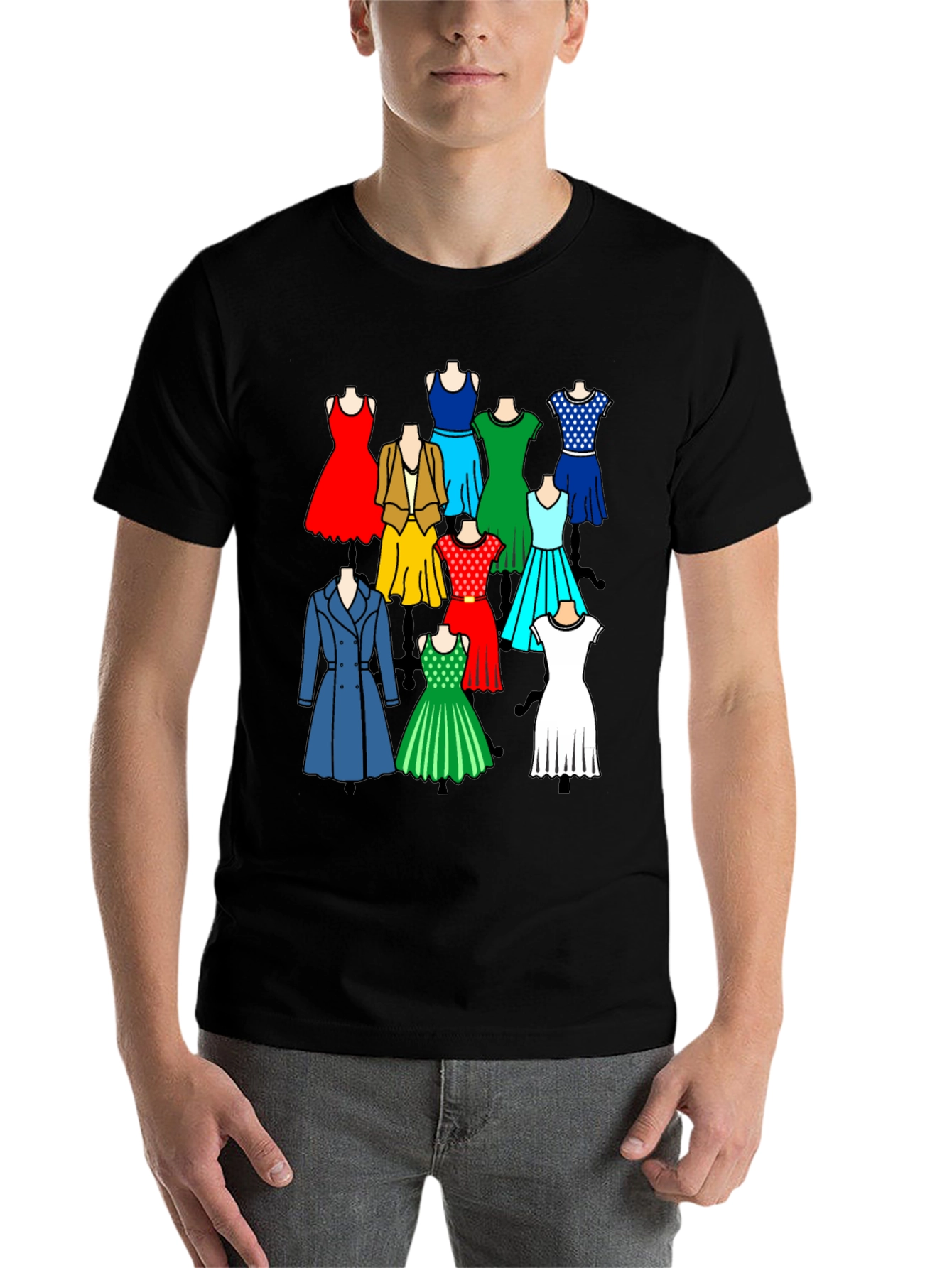 Black Colorful Dresses Graphic Tee view 7