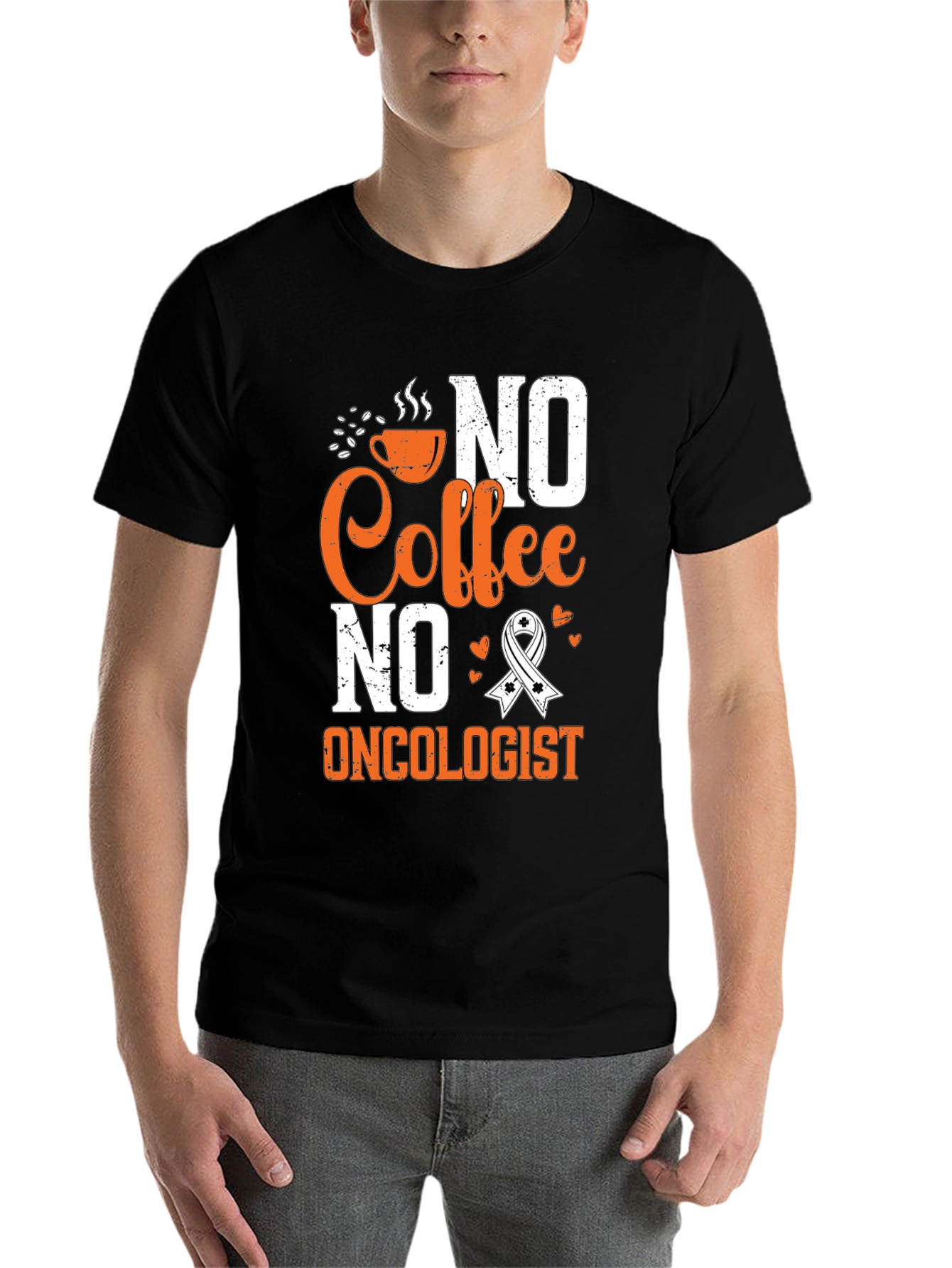 Black No Coffee No Oncologist T-Shirt, Cancer Awareness view 7