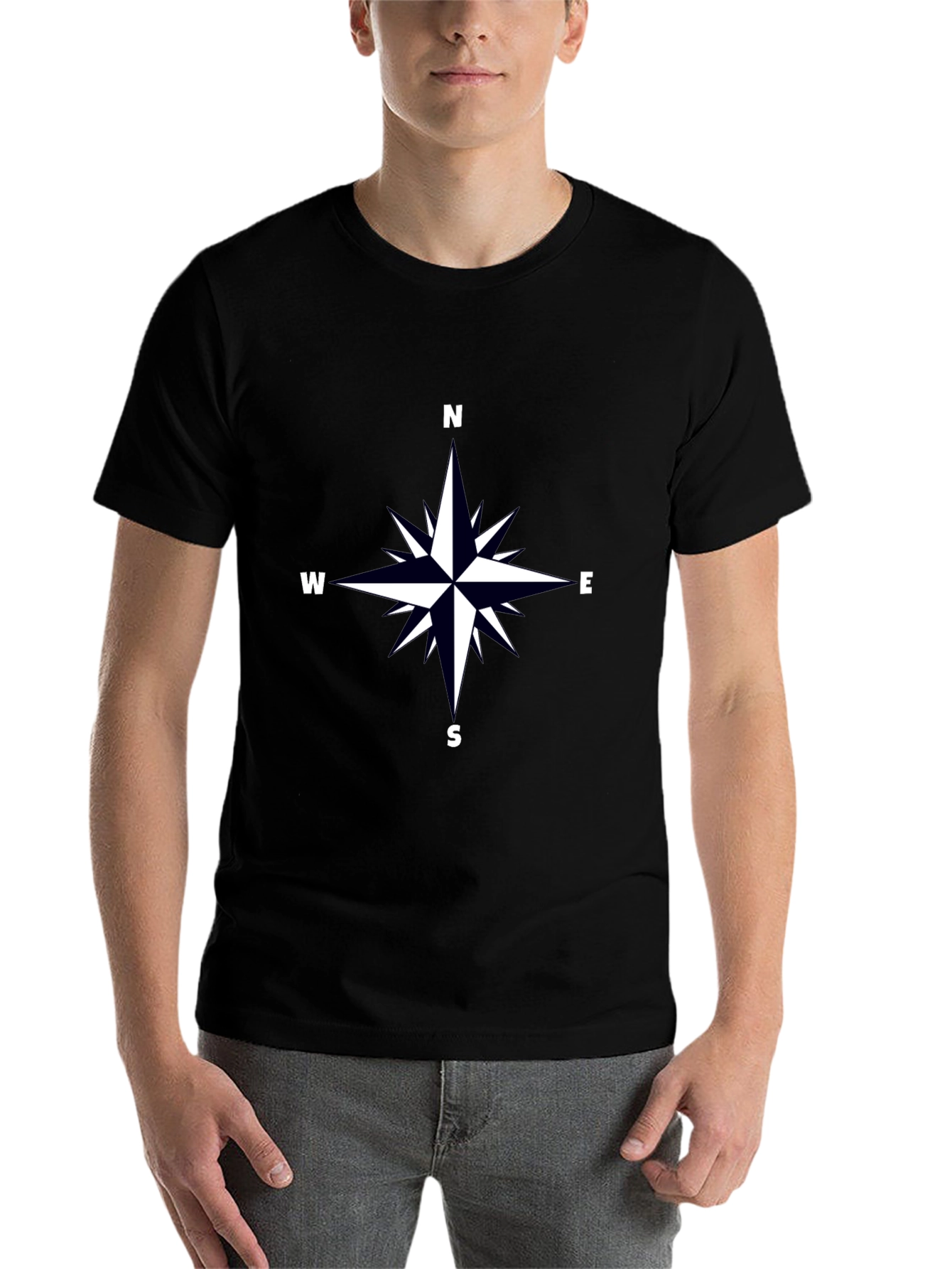 Black Compass Rose Graphic Tee - Black view 7