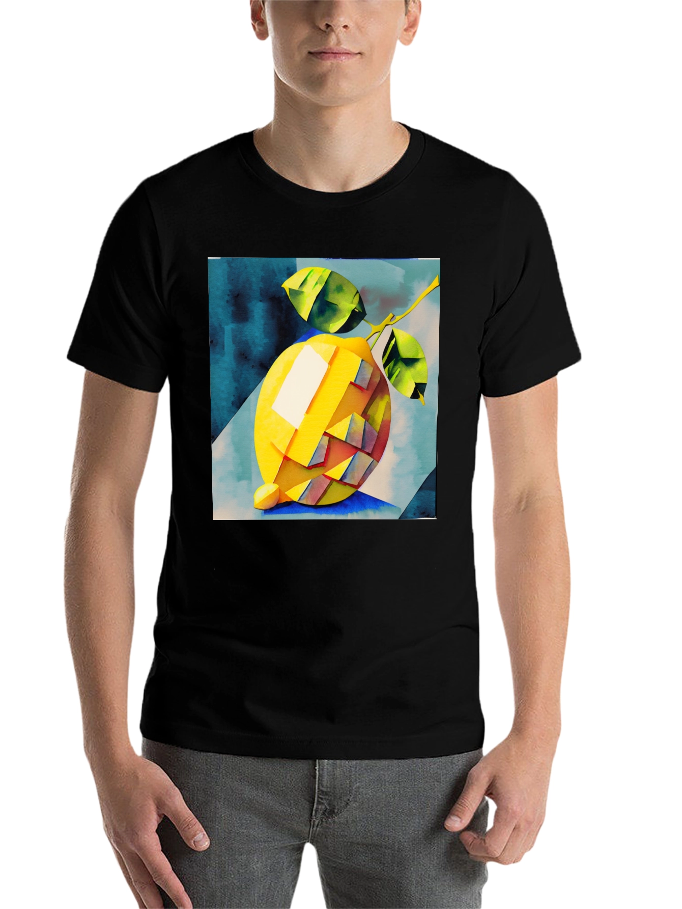 Black Abstract Lemon Graphic Tee - Stylish & Unique Design view 7