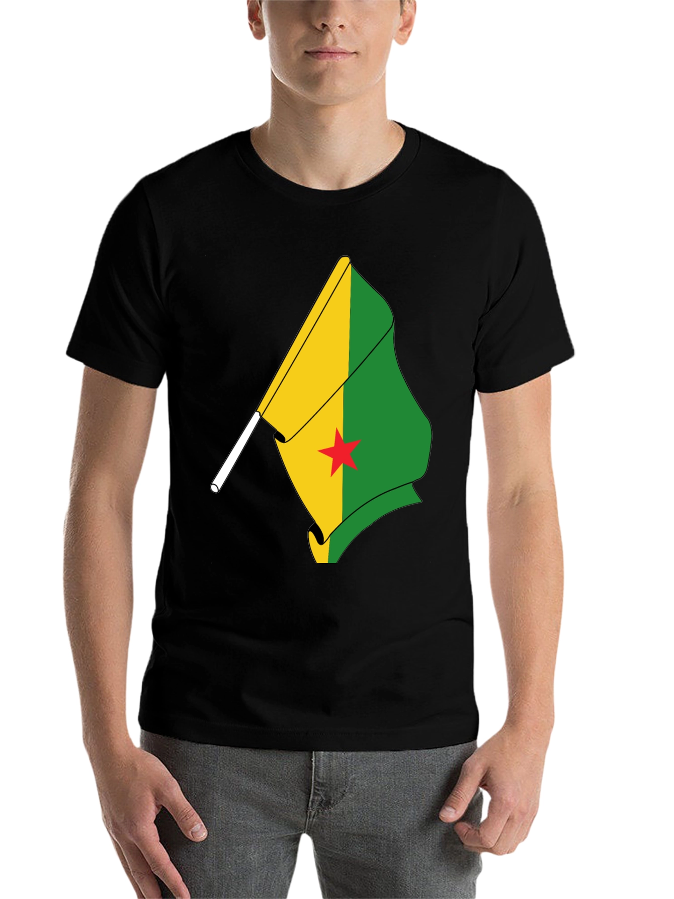 Black French Guiana Flag T-Shirt - Black view 7