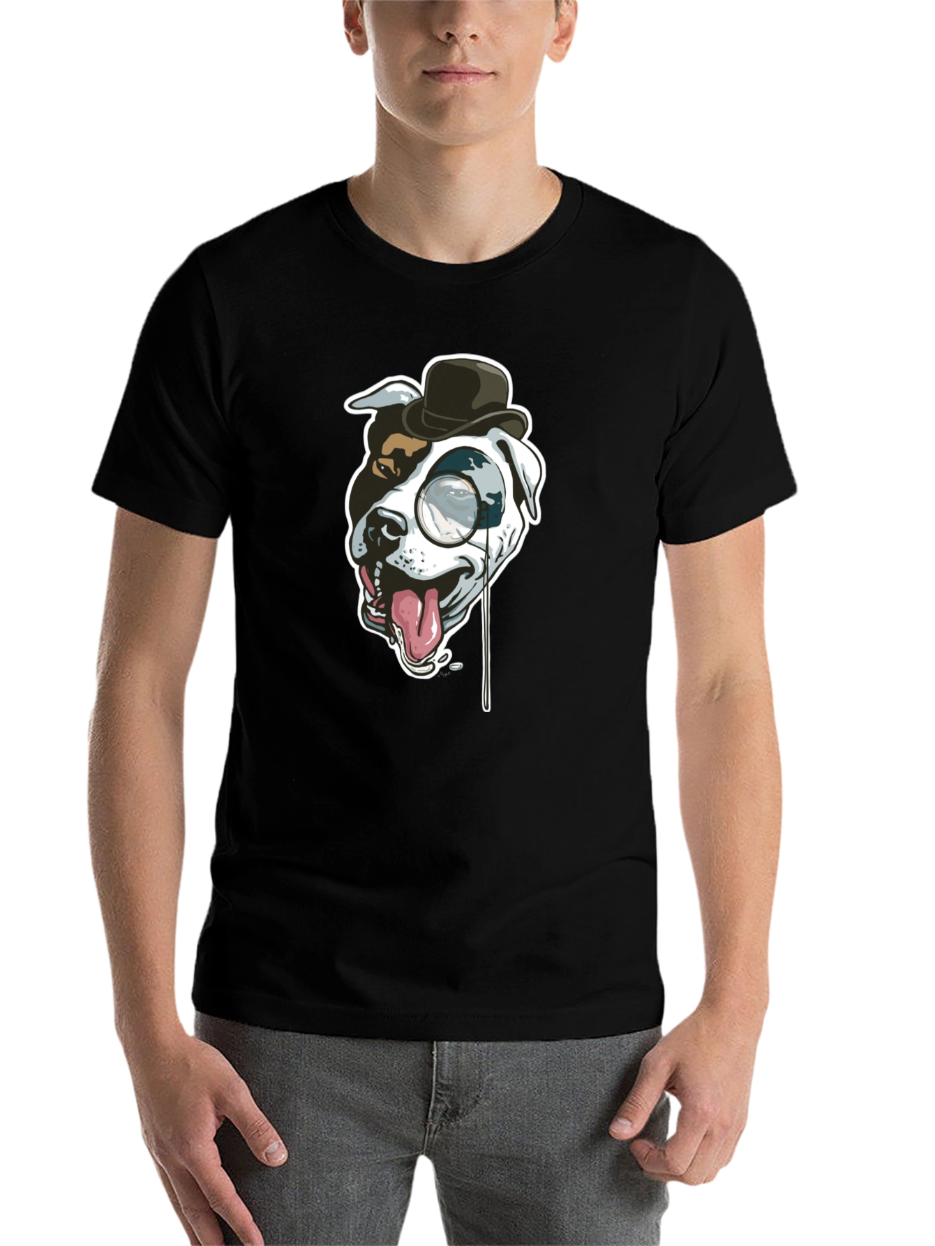 Black Dog with Monocle Graphic Tee view 7