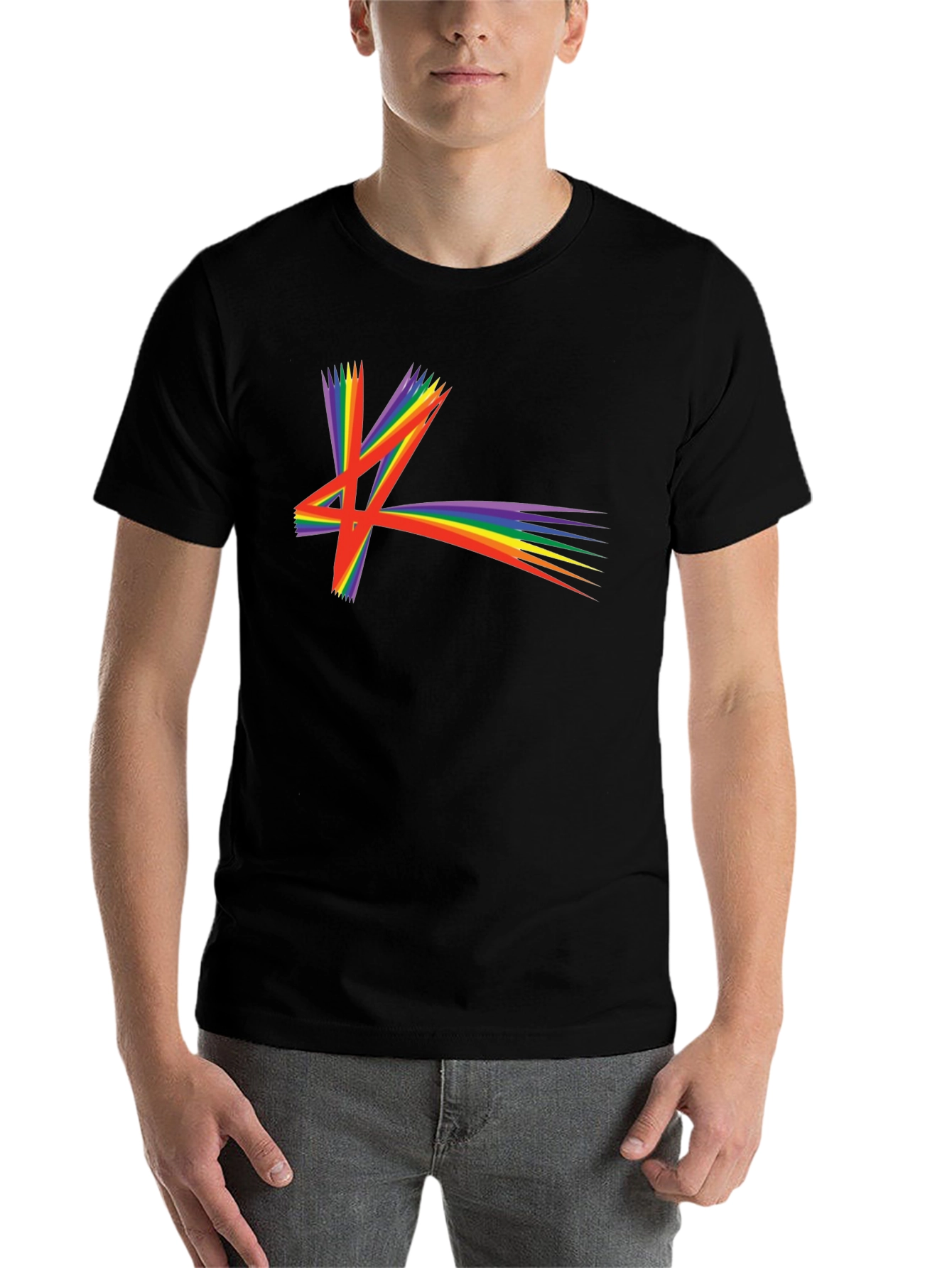 Black Rainbow Starburst Graphic T-Shirt view 7