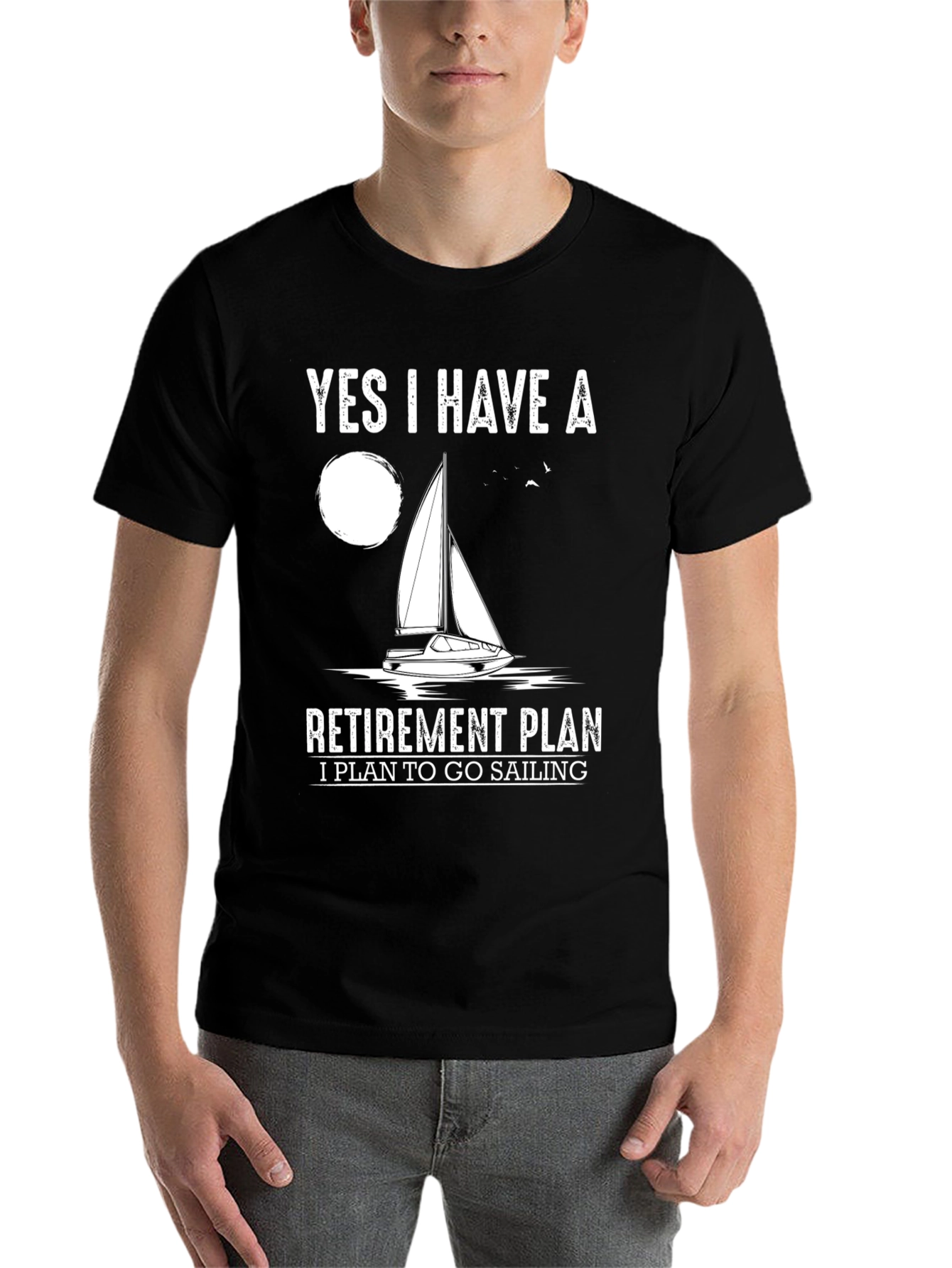 Black Sailing Retirement Plan T-Shirt view 7