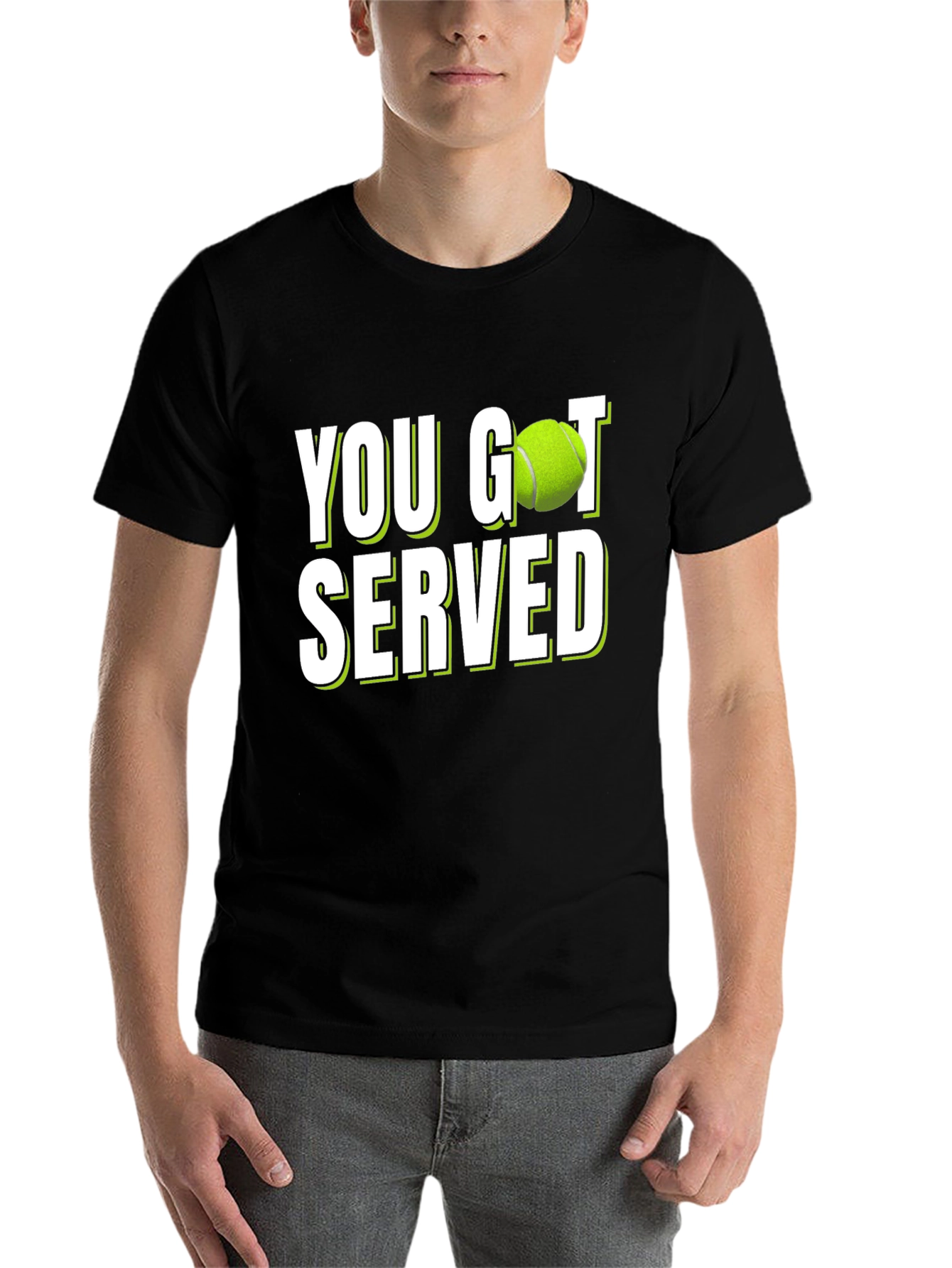 Black You Got Served Tennis T-Shirt - Novelty Design view 7