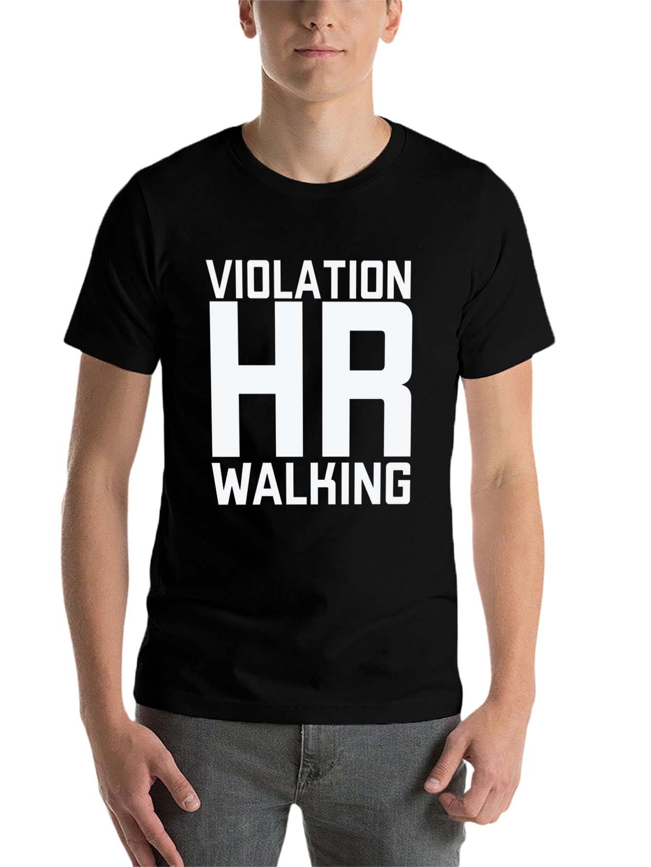 Black HR Violation Walking Humor T-Shirt view 7