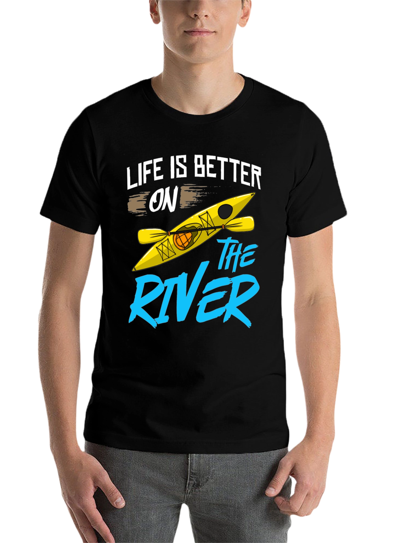 Black Life is Better on the River Kayak T-Shirt view 7