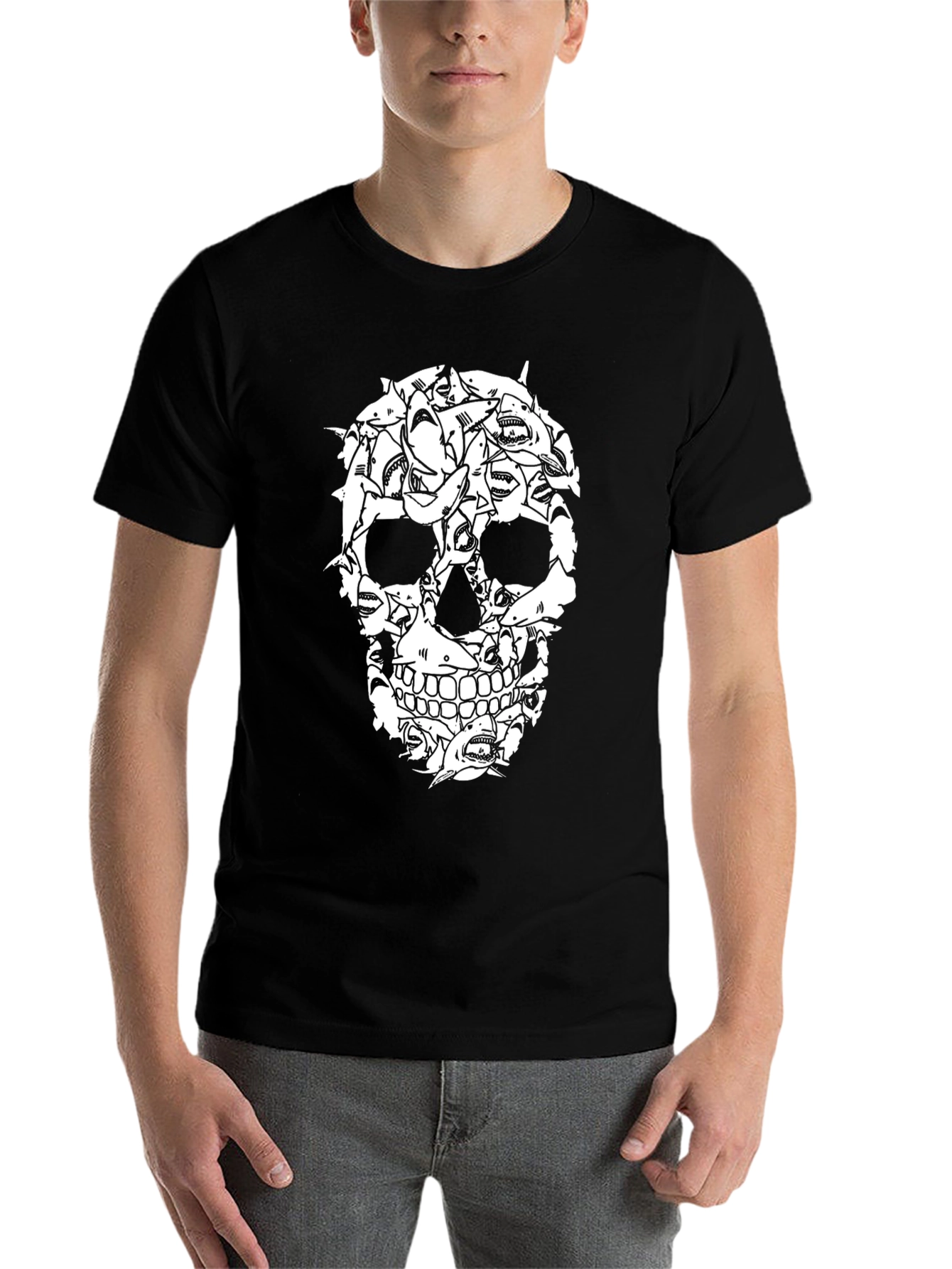 Black Shark Skull Graphic Tee - Unique Design view 7