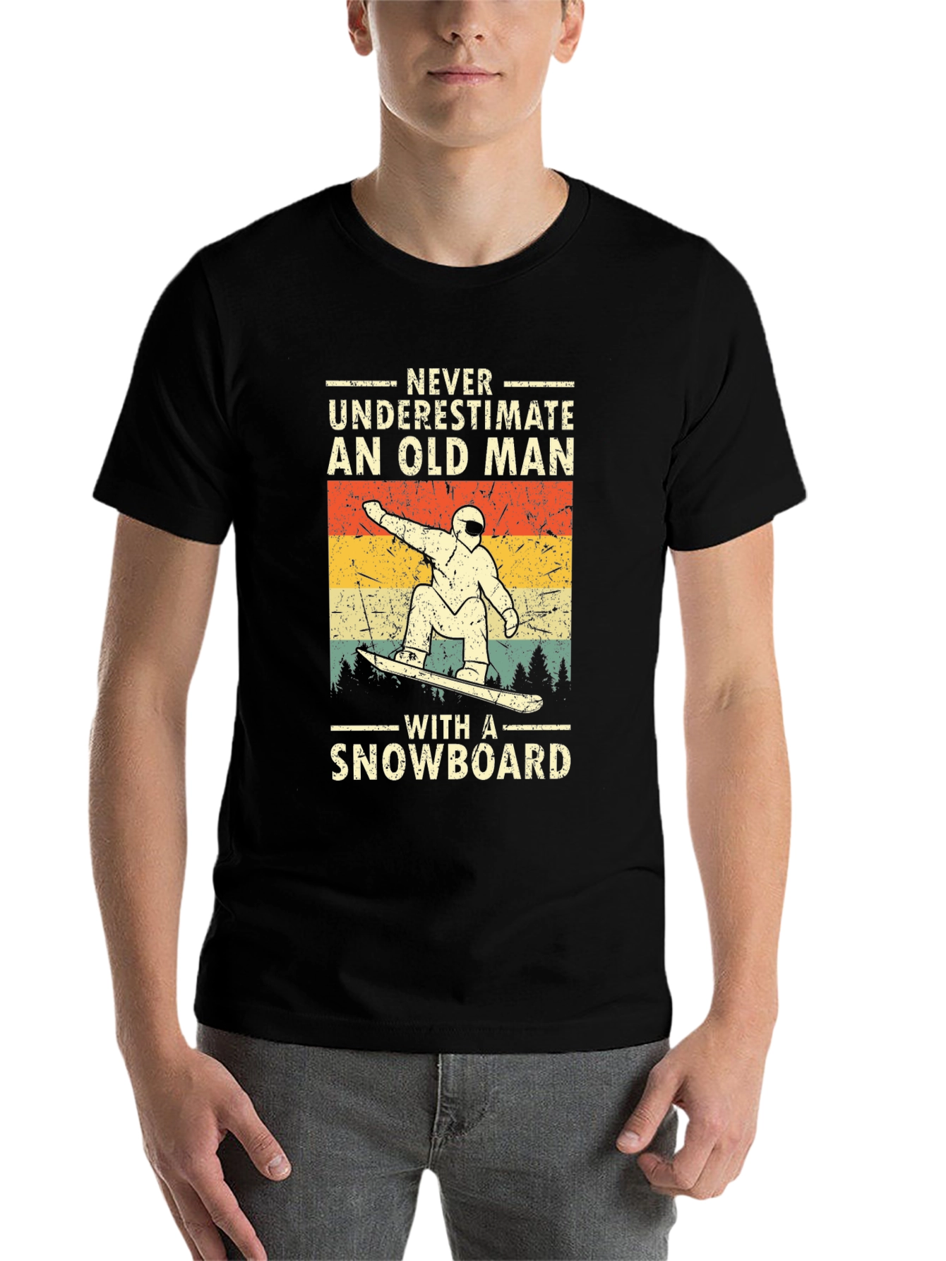 Black Old Man Snowboard T-Shirt view 7
