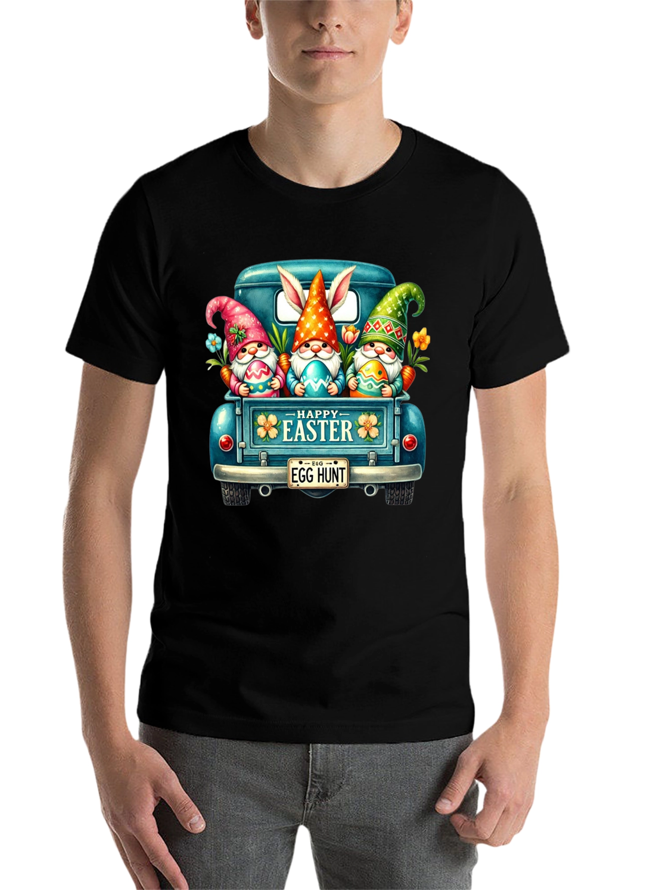 Camiseta Negra con Diseño de Pascua