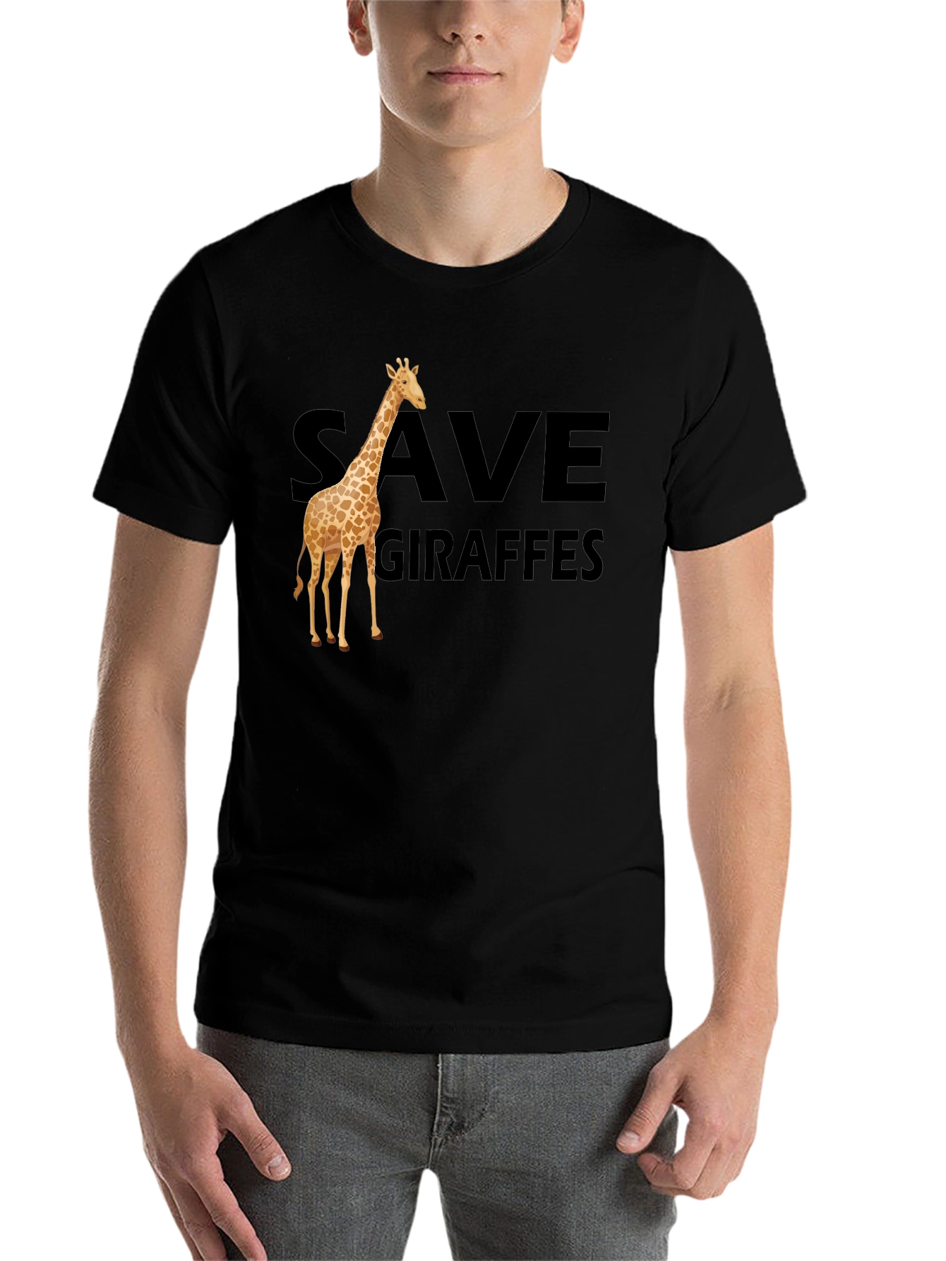 Black Save Giraffes T-Shirt - Animal Lover Tee view 7