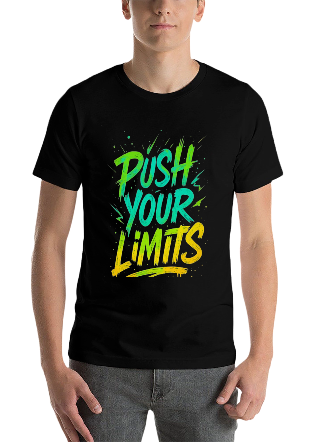 Black Push Your Limits Graphic Tee - Men's Black T-Shirt view 7