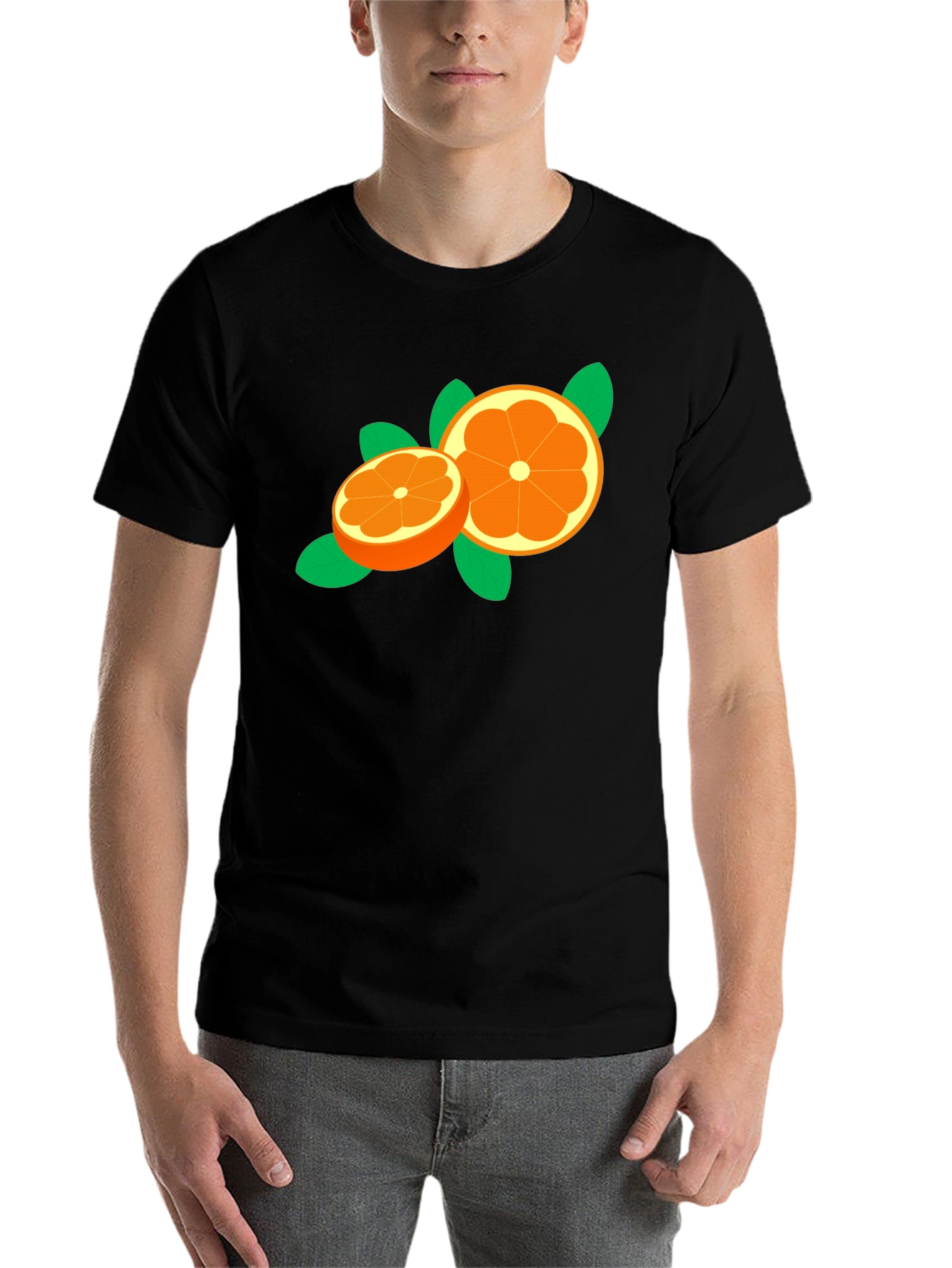 Black Orange Slice Graphic Tee - Trendy Fruit Design view 7