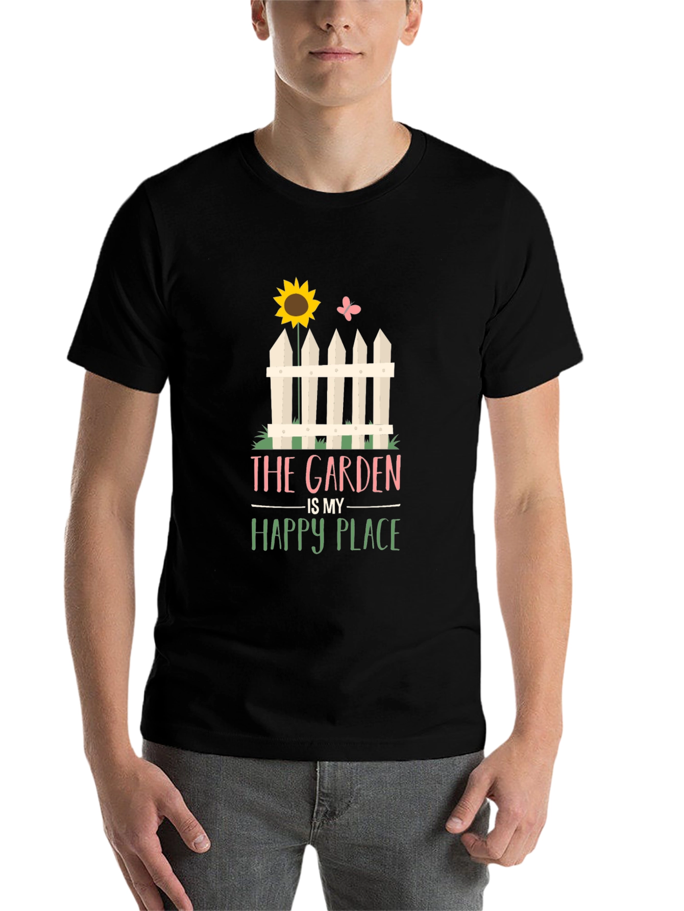 Black The Garden is My Happy Place T-Shirt - Gardening Tee view 7