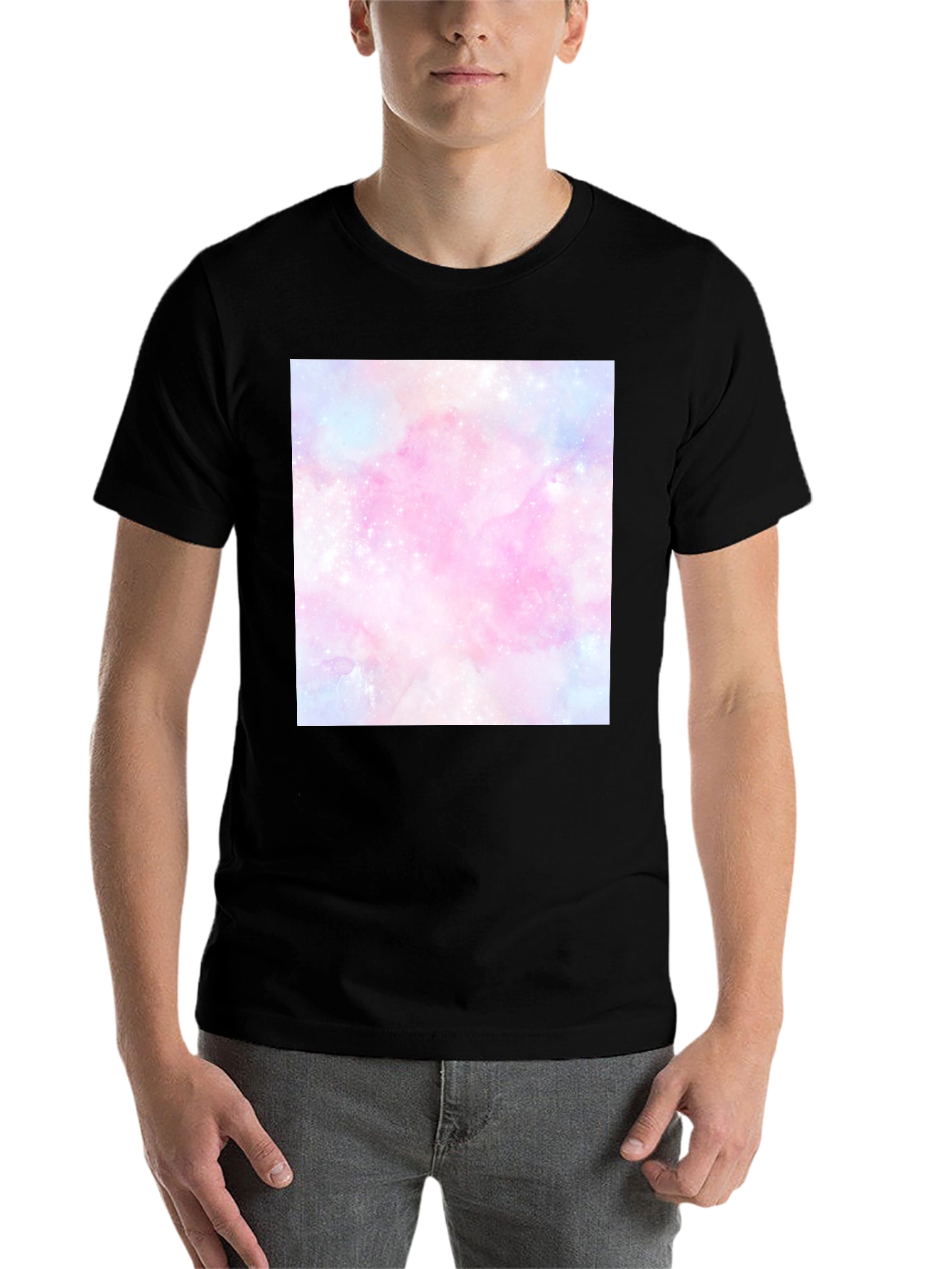 Black Galaxy Print Black T-Shirt view 7