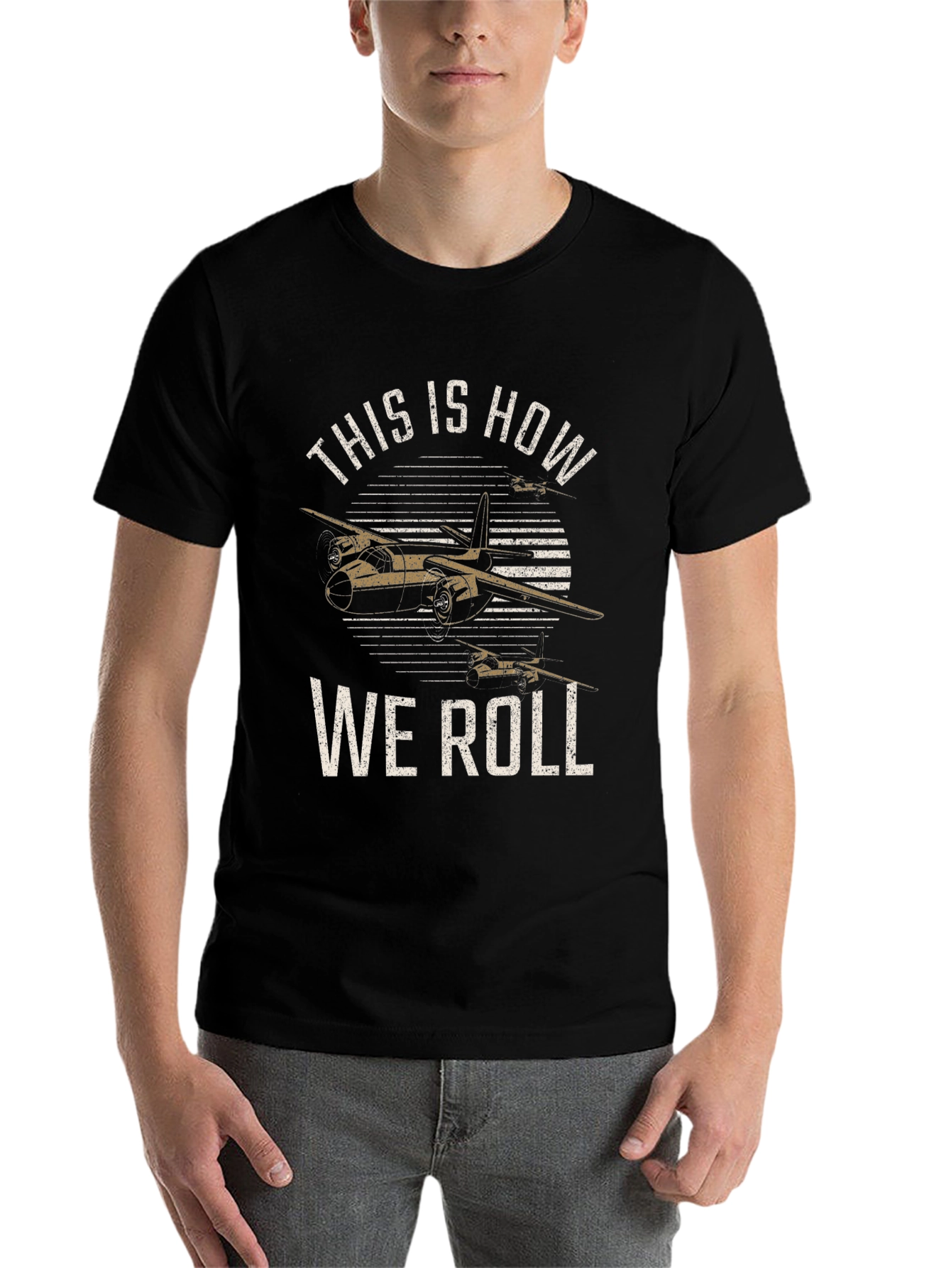 Black Vintage Airplane Graphic Tee - This Is How We Roll view 7